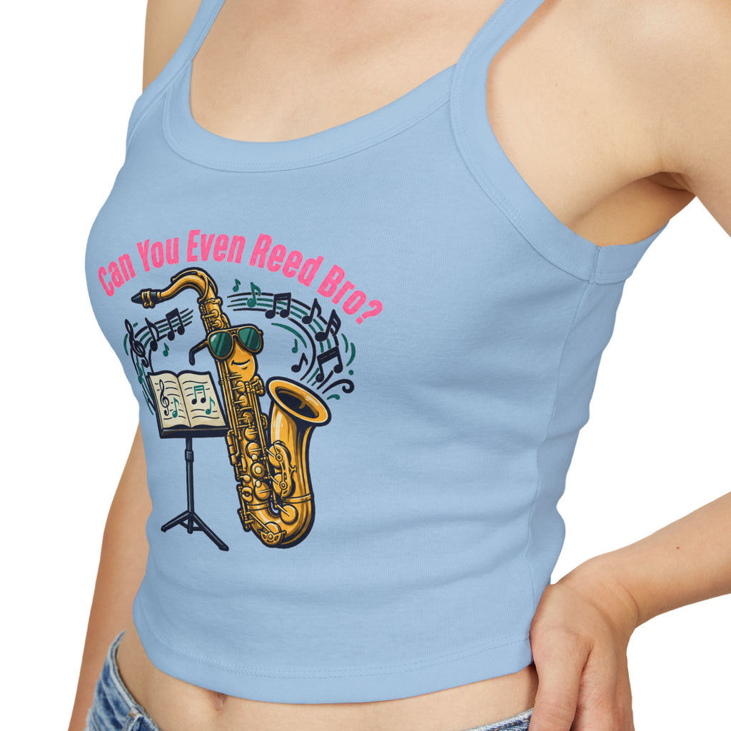 Saxophone Jazz Crop Tank — "Can You Even Reed Bro?" (W) - Music Lover Gift