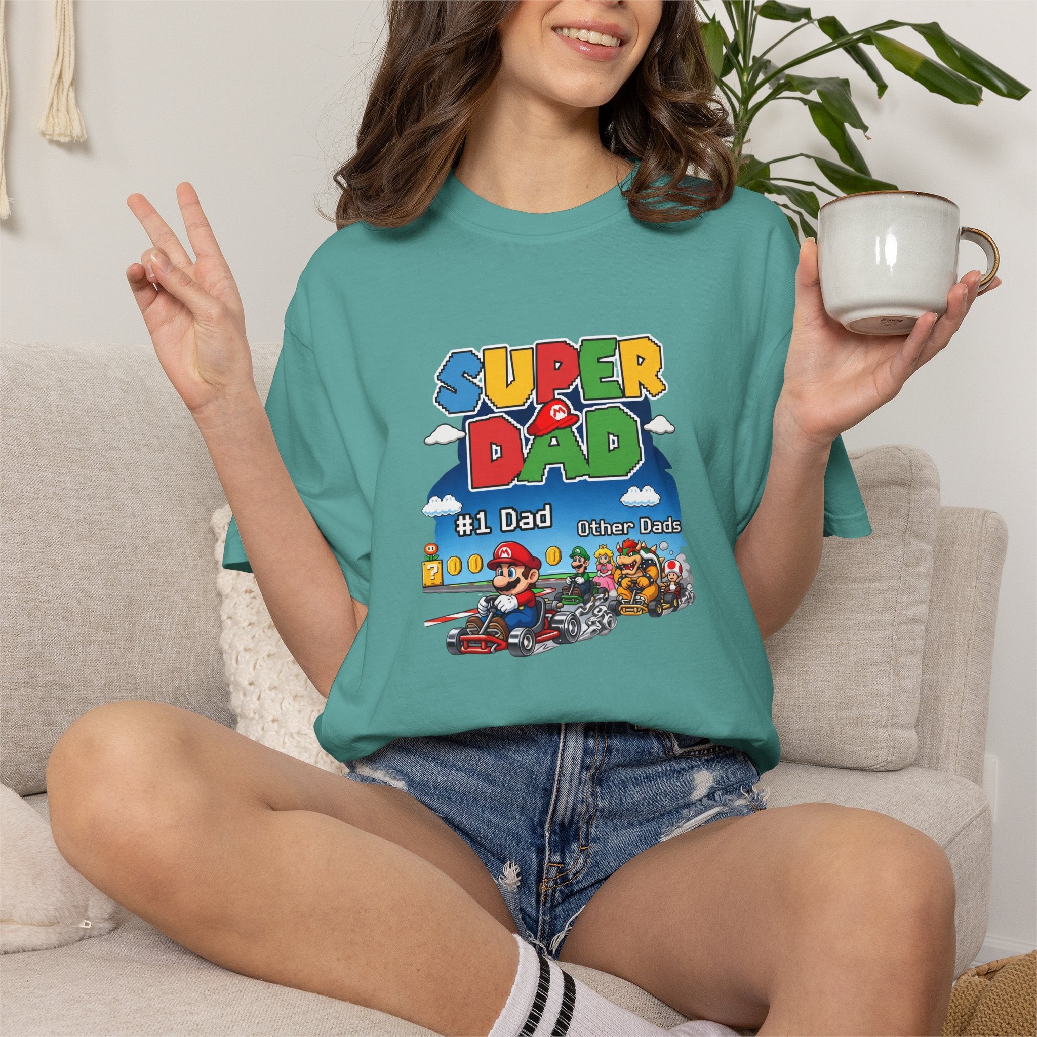 T-Shirt — "Super Dad" Retro Racing Gamer Tee (No.1 Dad)