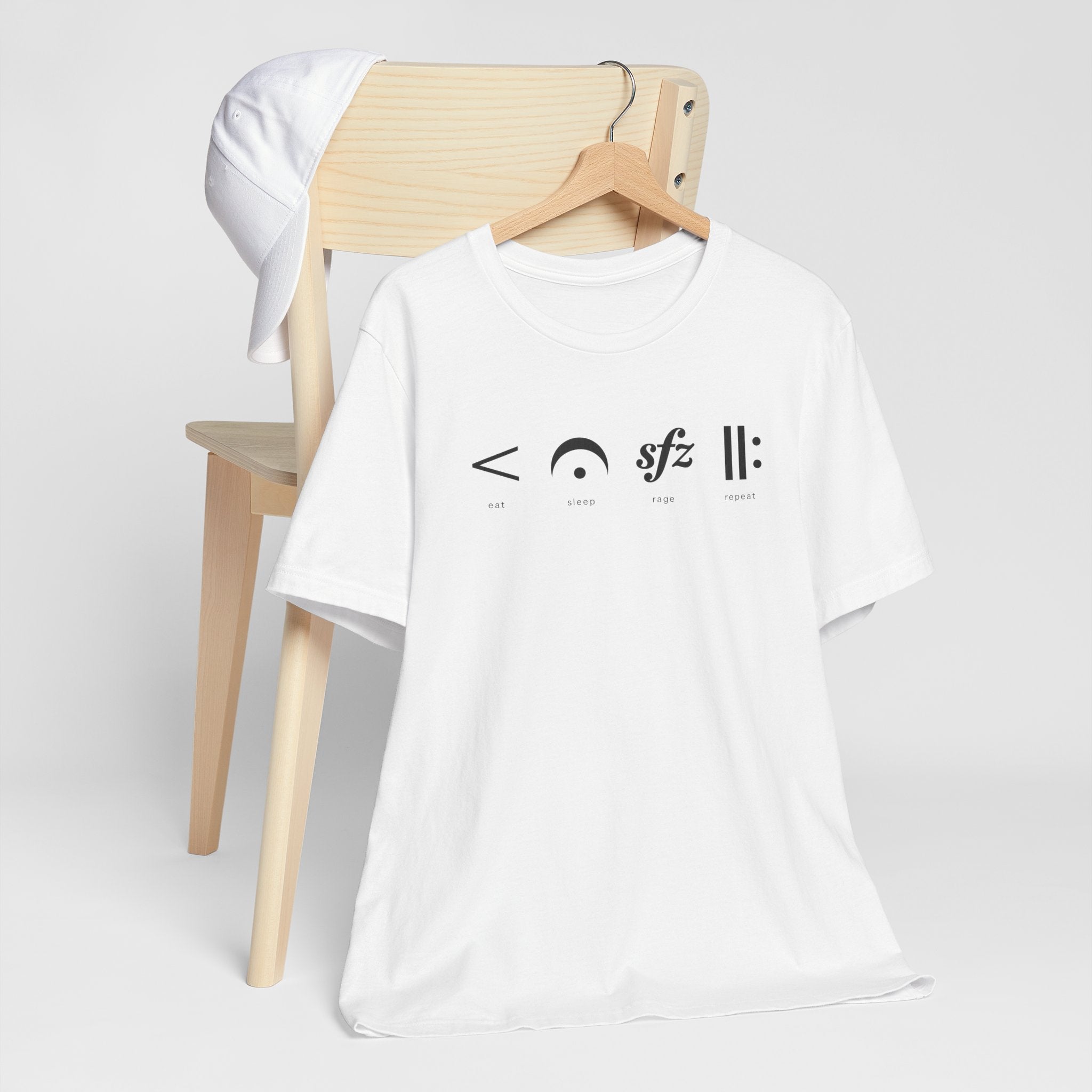 Eat, Sleep, Rage, Repeat Music Tee — Musical Symbols Graphic T-Shirt
