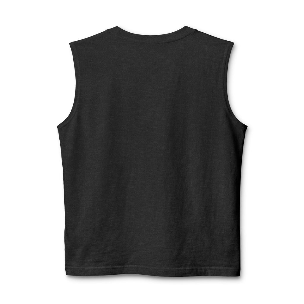 Fast Food Cartoon Split-Panel Muscle Tank — 'Stop the' Graphic