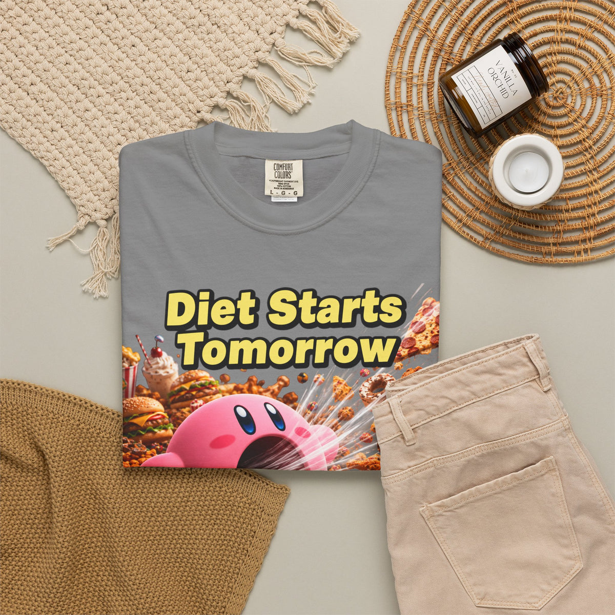 Kirby - Diet Starts Tomorrow T‑Shirt —  Food Humor Graphic Tee