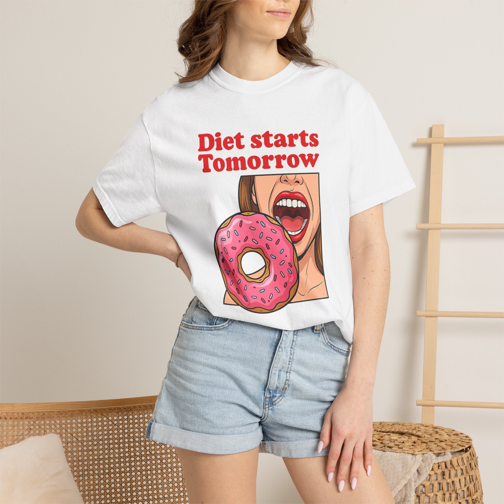 T-Shirt — "Diet Starts Tomorrow" Donut Graphic Tee