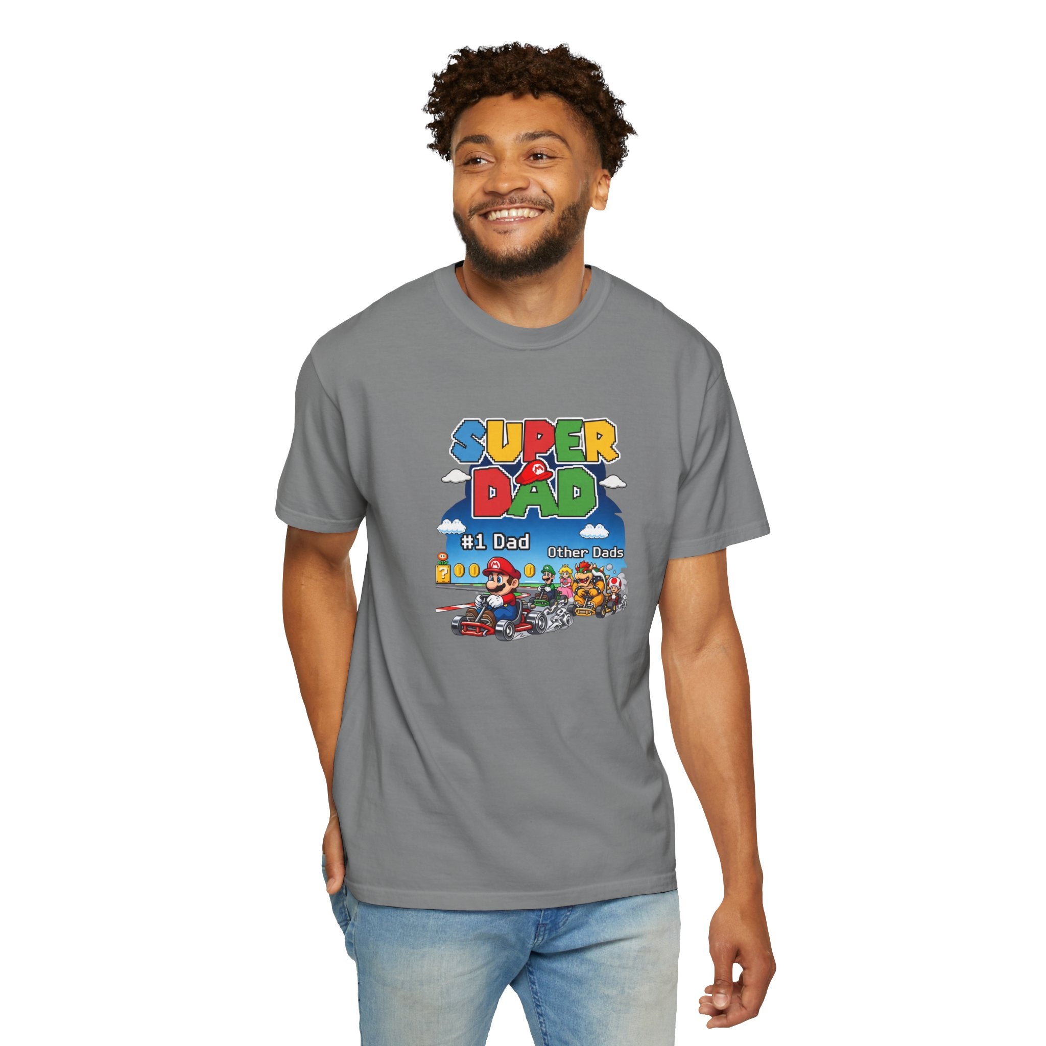 T-Shirt — "Super Dad" Retro Racing Gamer Tee (No.1 Dad)