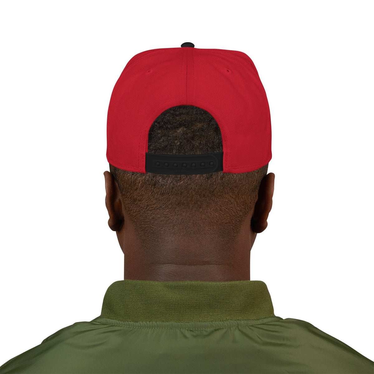 Embroidered Japanese Script Snapback Hat — Red/Black Streetwear Cap