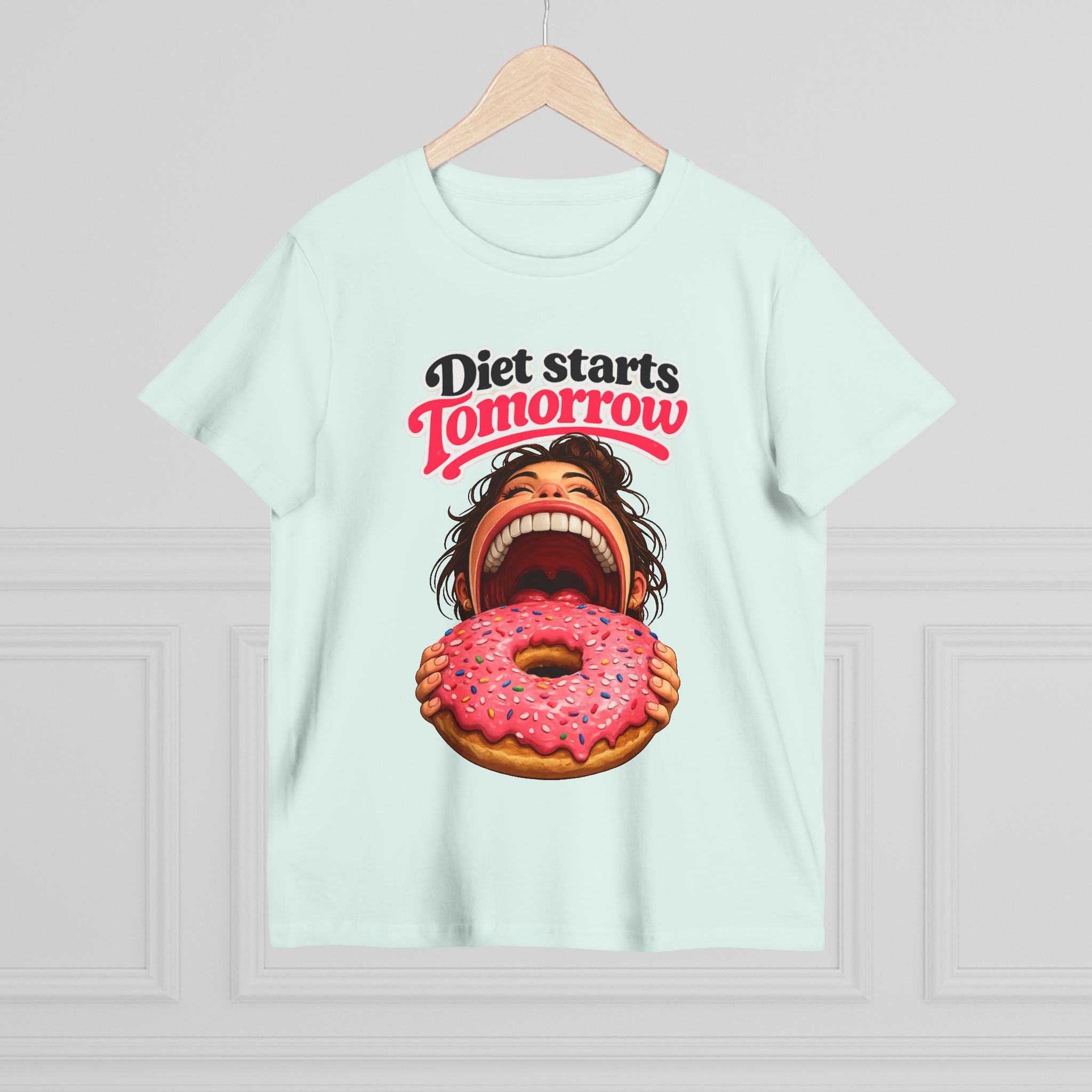 Diet Starts Tomorrow Women’s Tee — Funny Donut Graphic Shirt