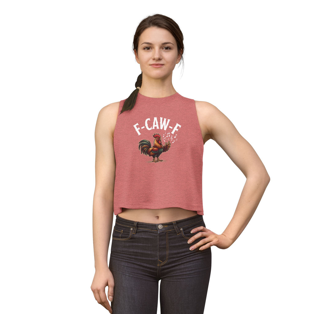 Rooster "F-Caw-F" Funny Farm Animal Women's Crop Top