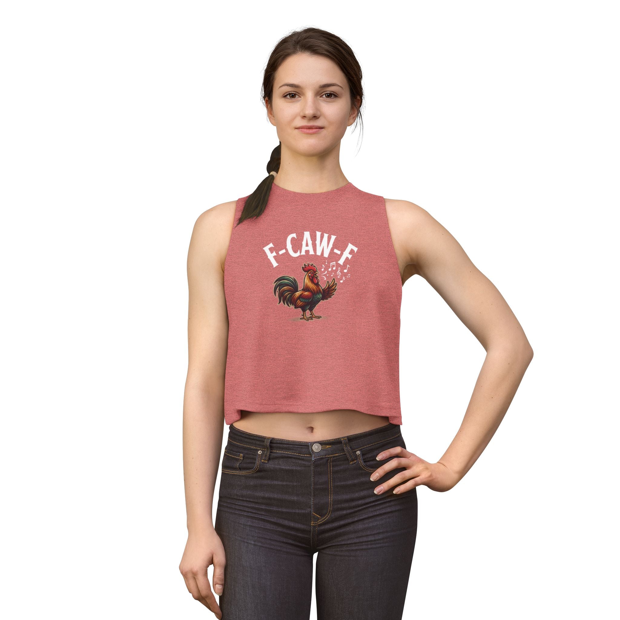 Rooster "F-Caw-F" Funny Farm Animal Women's Crop Top