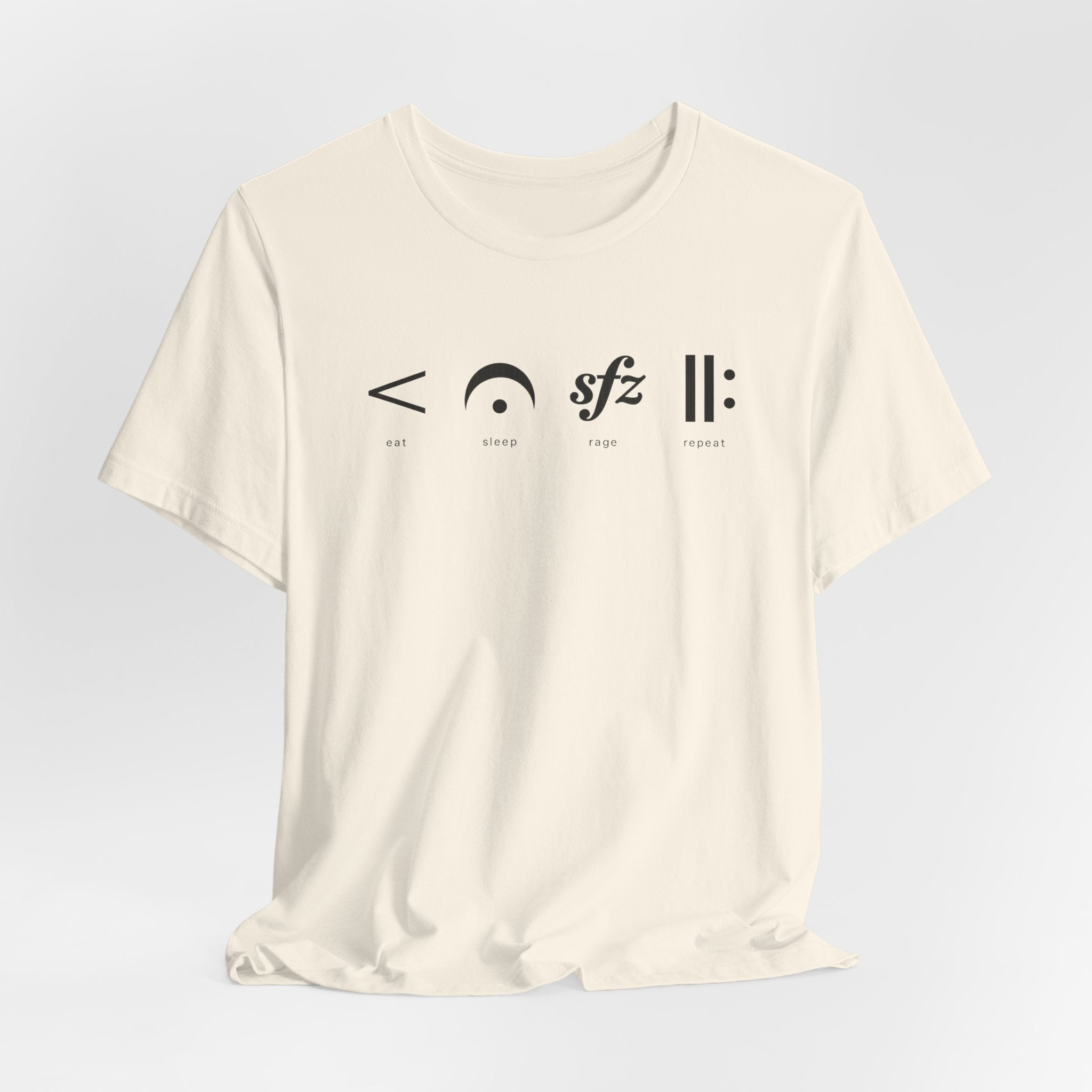 Eat, Sleep, Rage, Repeat Music Tee — Musical Symbols Graphic T-Shirt