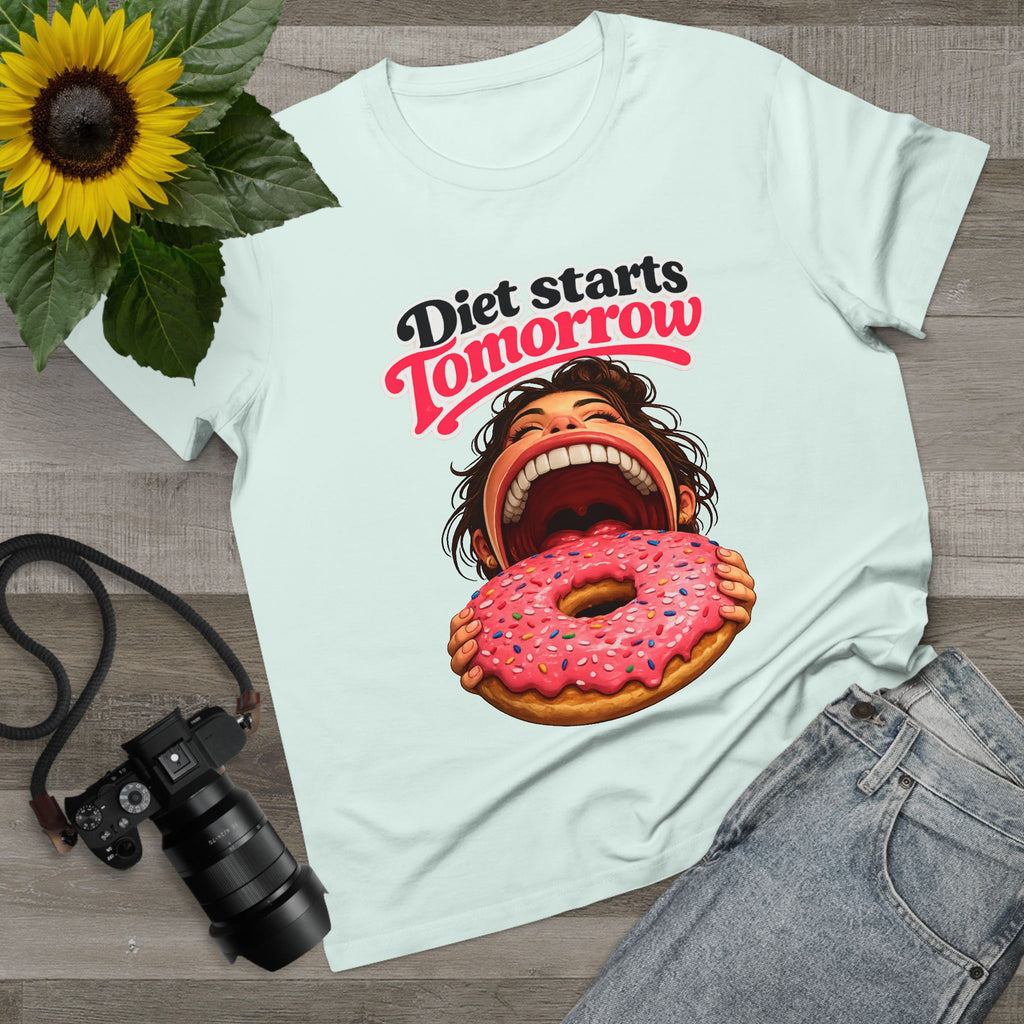 Diet Starts Tomorrow Women’s Tee — Funny Donut Graphic Shirt