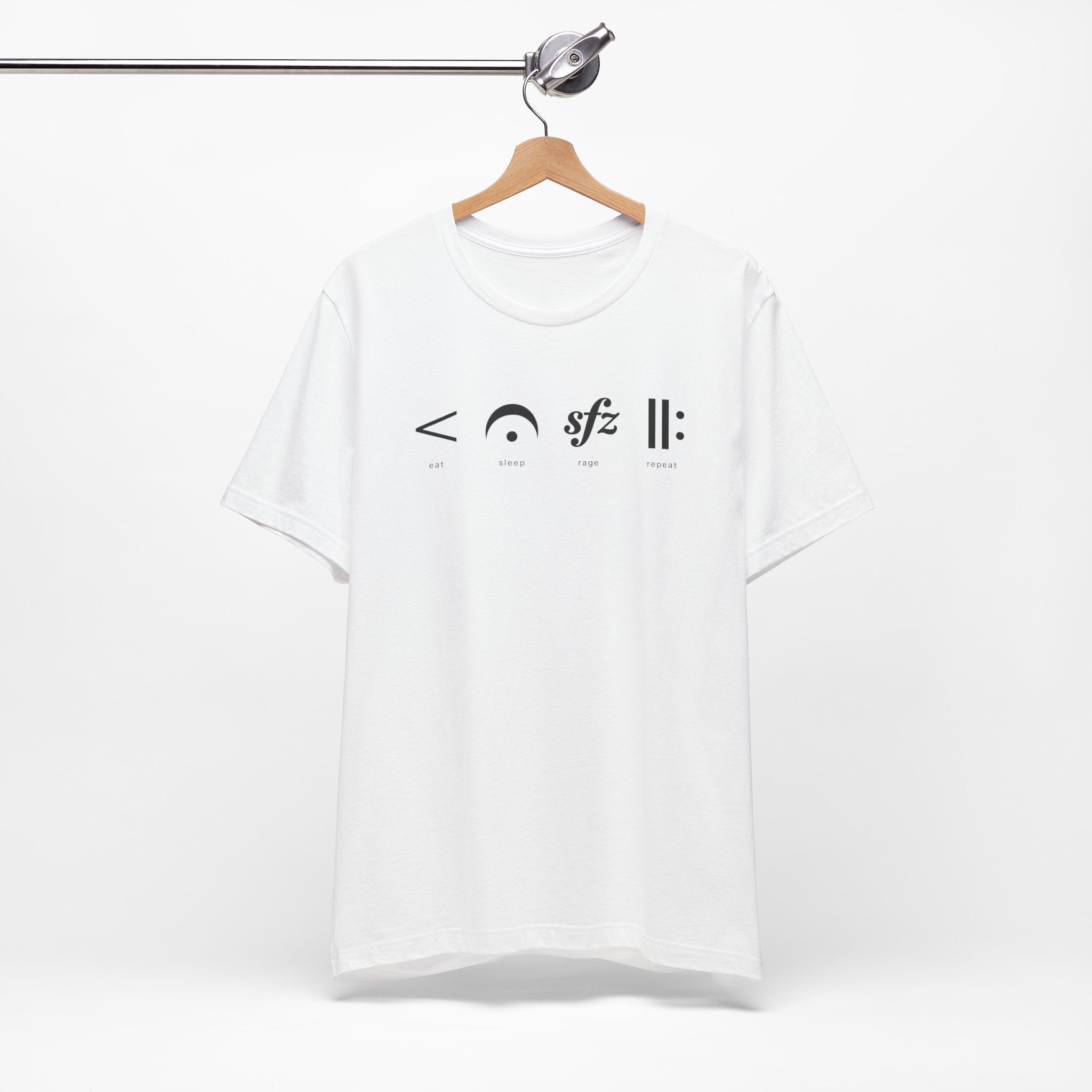 Eat, Sleep, Rage, Repeat Music Tee — Musical Symbols Graphic T-Shirt