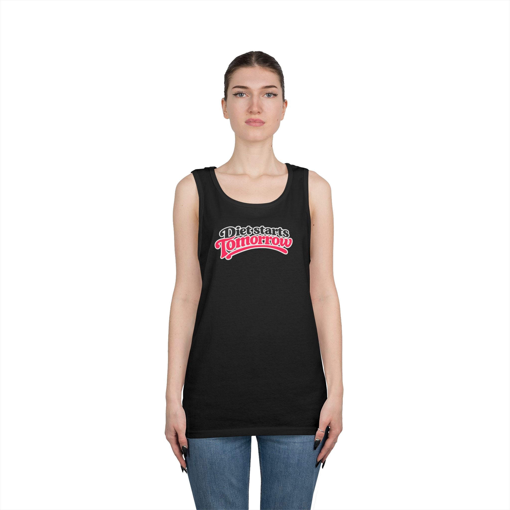 Diet Starts Tomorrow Tank Top — Funny Retro Script Fitness Tee