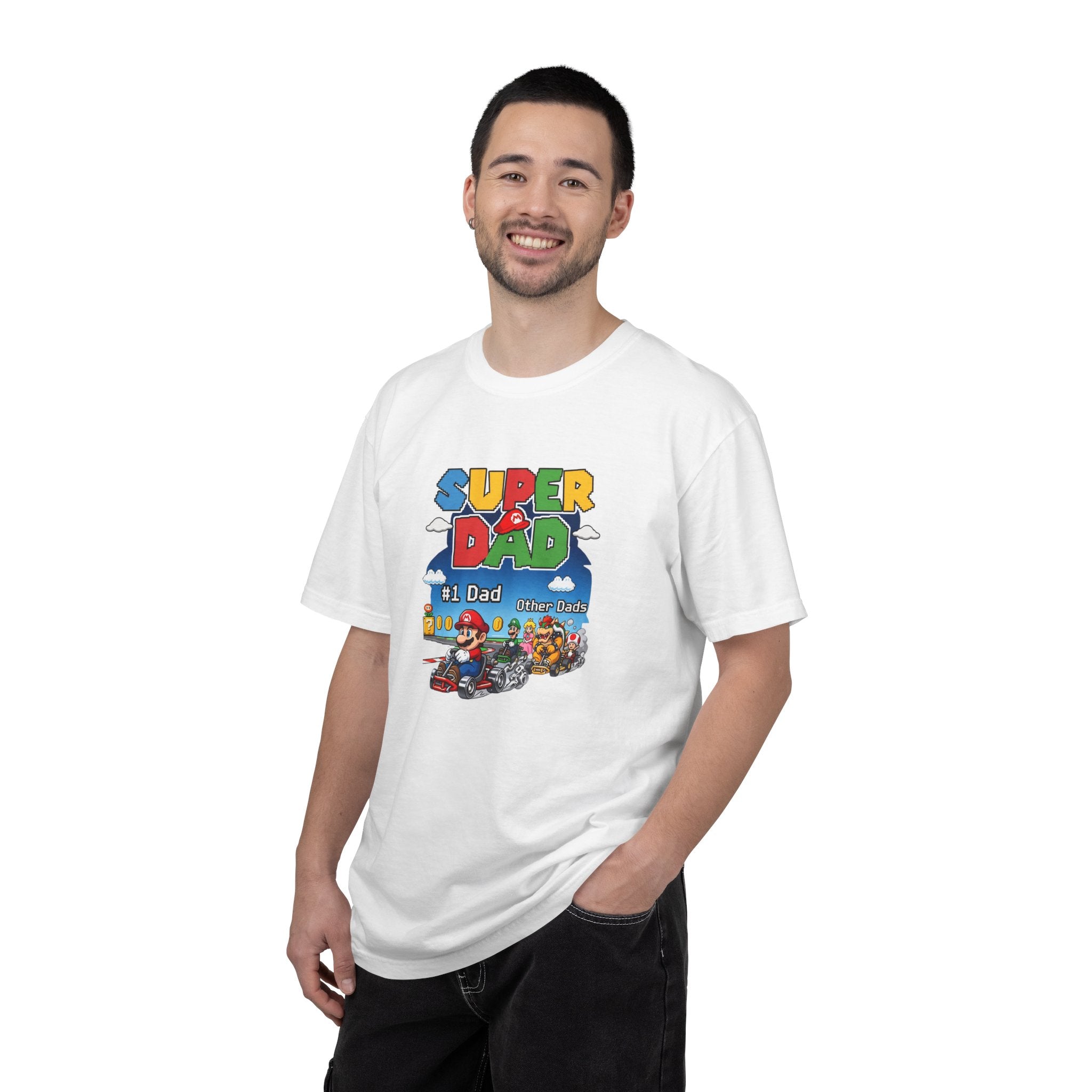 T-Shirt — "Super Dad" Retro Racing Gamer Tee (No.1 Dad)
