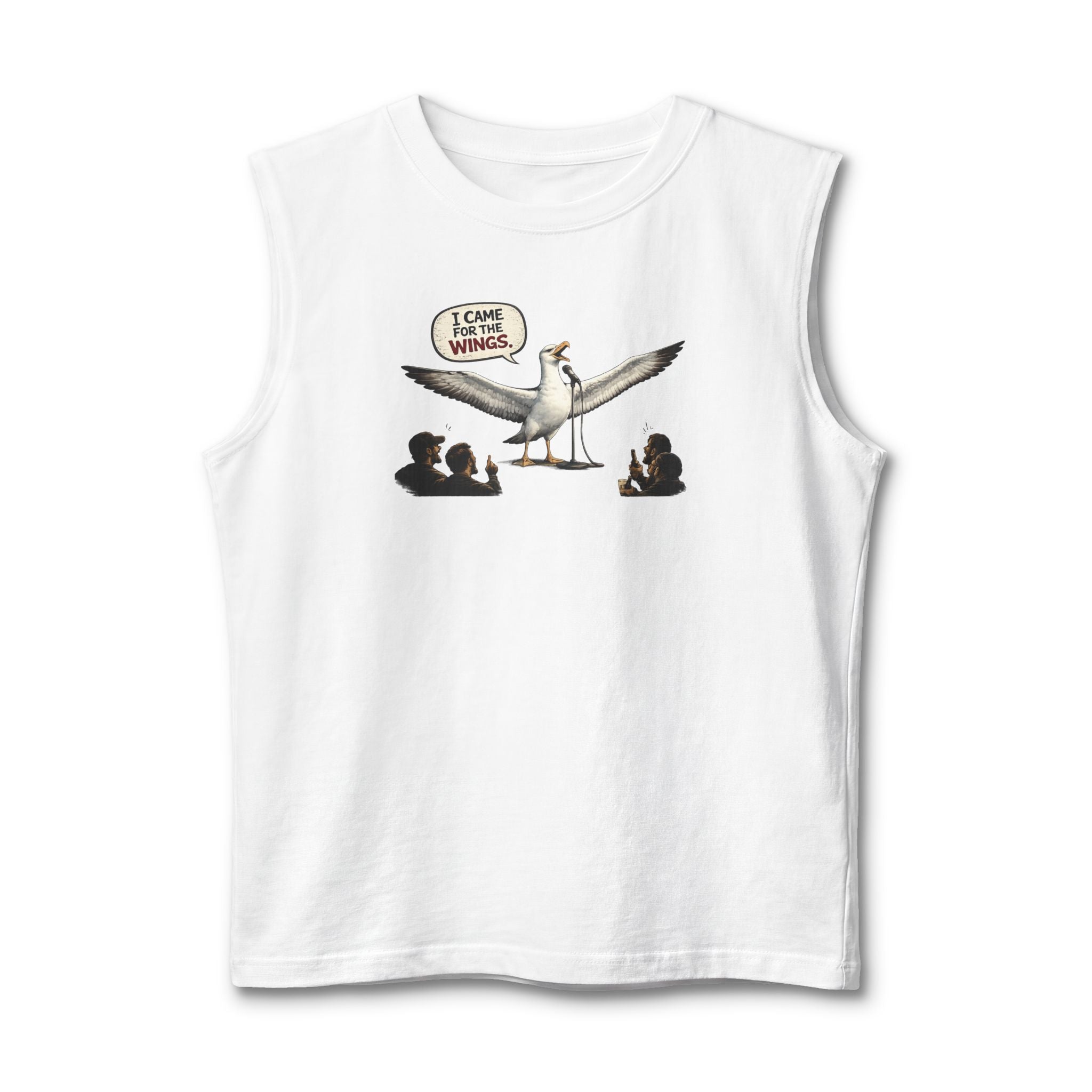Albatross Humor Muscle Tank – “I Came For The Wings” Graphic Tank Top