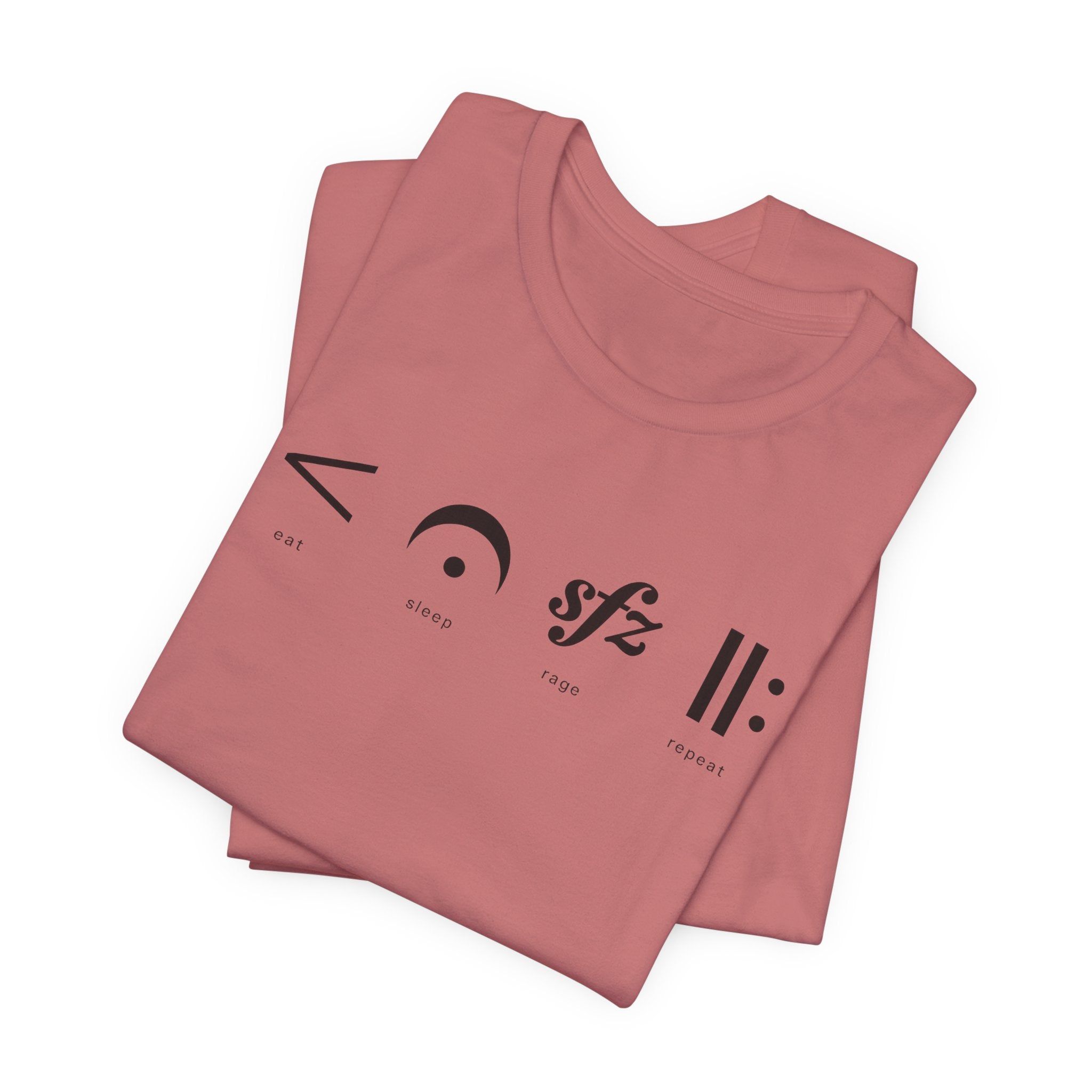 Eat, Sleep, Rage, Repeat Music Tee — Musical Symbols Graphic T-Shirt