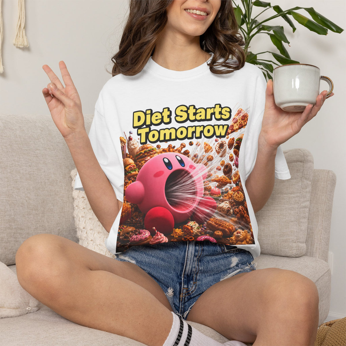 Kirby - Diet Starts Tomorrow T‑Shirt —  Food Humor Graphic Tee