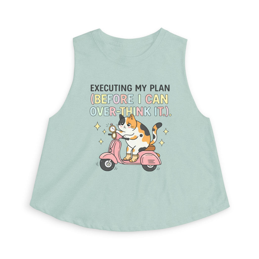 Cute Cat Scooter Crop Top — "Executing My Plan (Before I Can Over-Think It)"