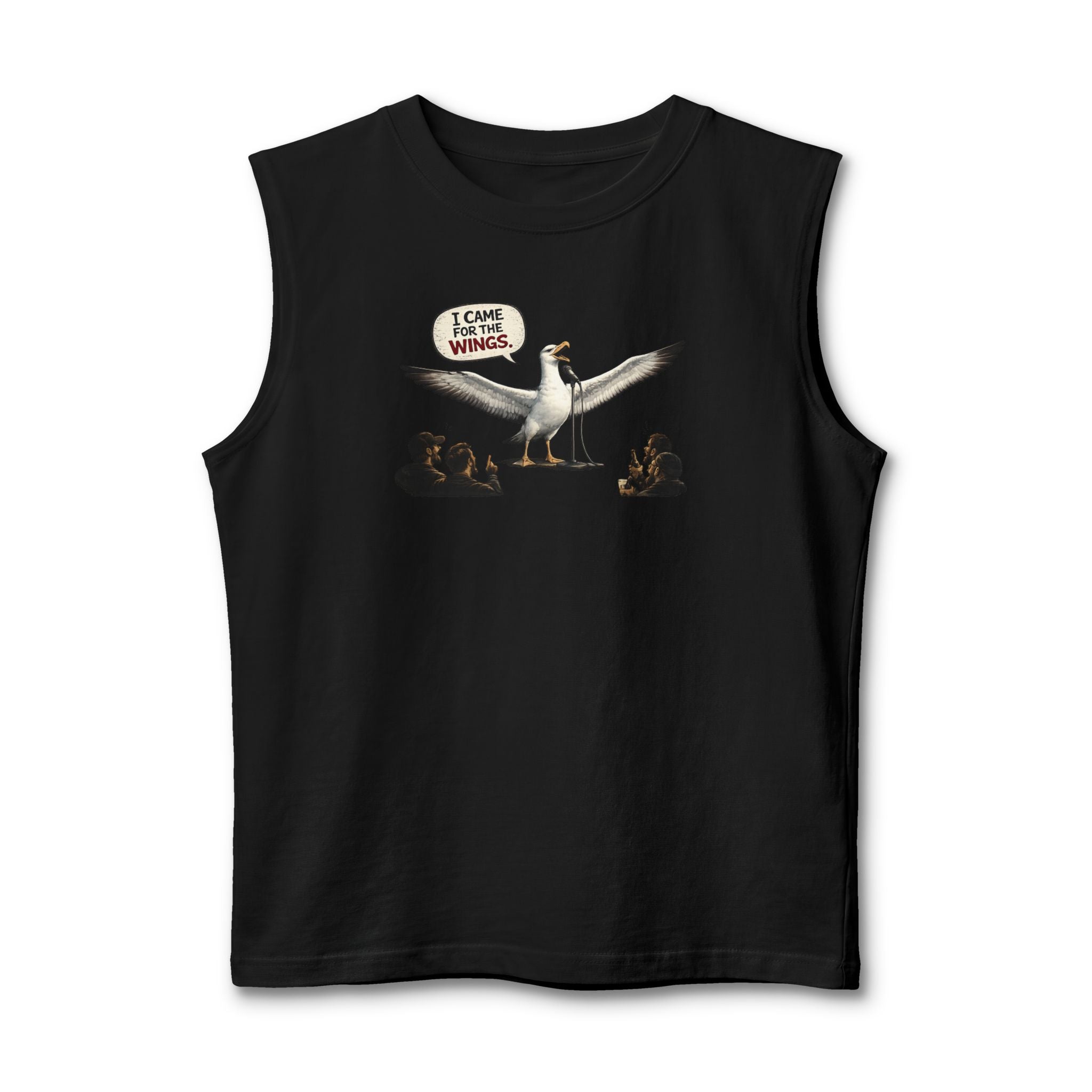 Albatross Humor Muscle Tank – “I Came For The Wings” Graphic Tank Top