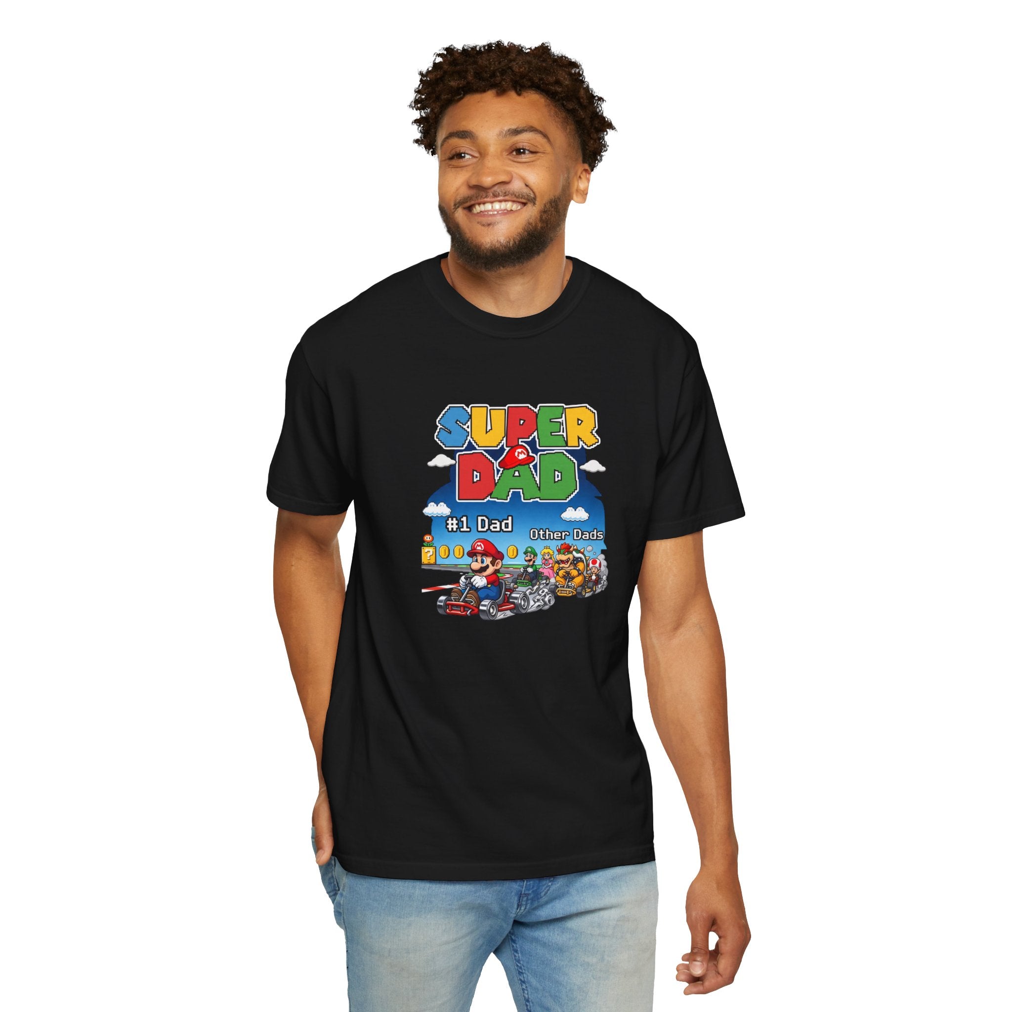T-Shirt — "Super Dad" Retro Racing Gamer Tee (No.1 Dad)