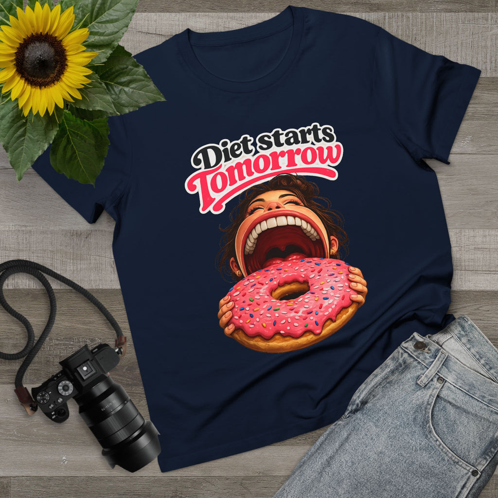 Diet Starts Tomorrow Women’s Tee — Funny Donut Graphic Shirt