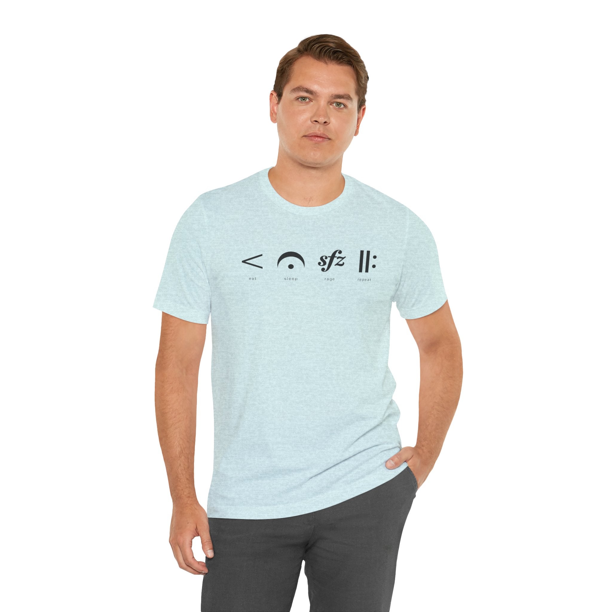 Eat, Sleep, Rage, Repeat Music Tee — Musical Symbols Graphic T-Shirt