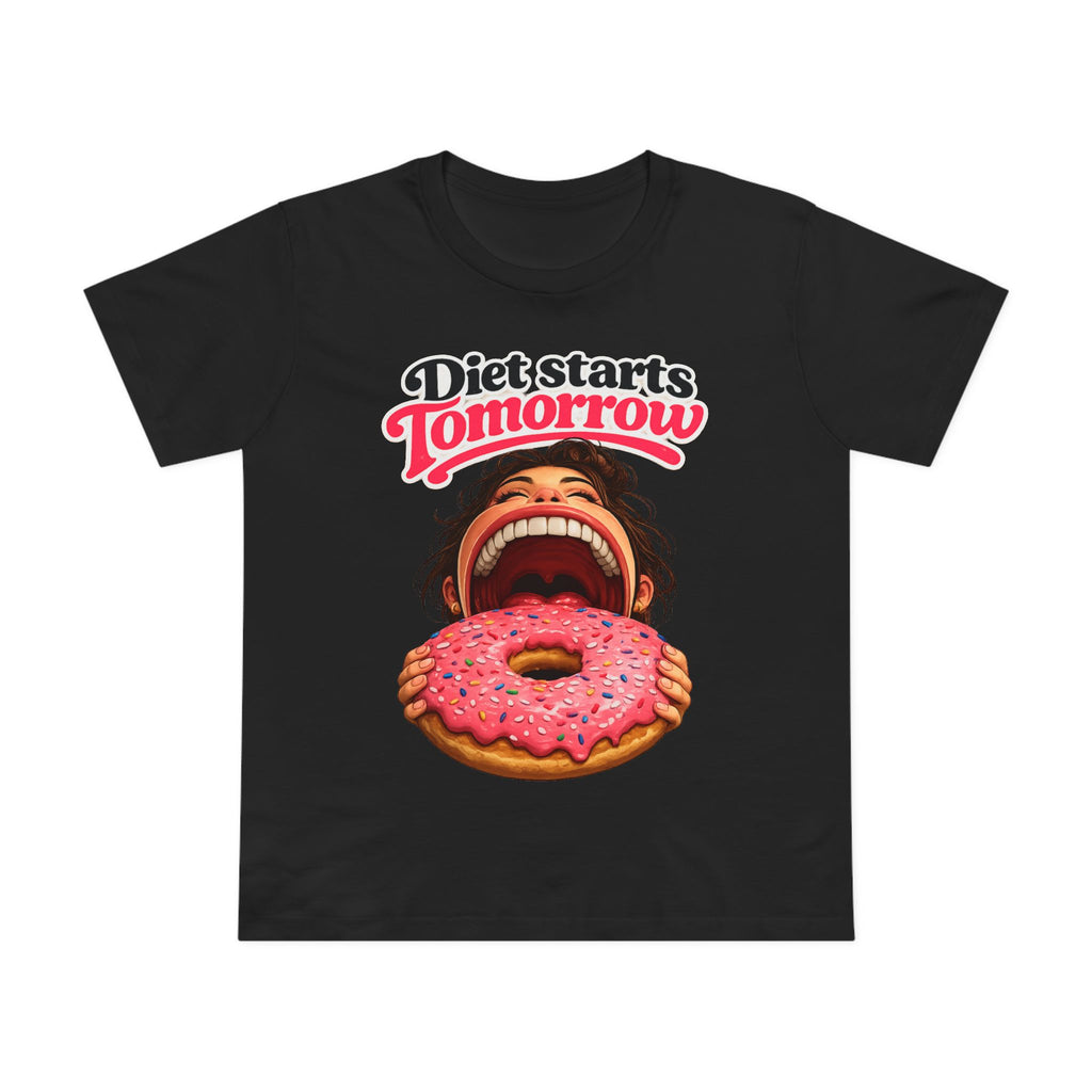 Diet Starts Tomorrow Women’s Tee — Funny Donut Graphic Shirt