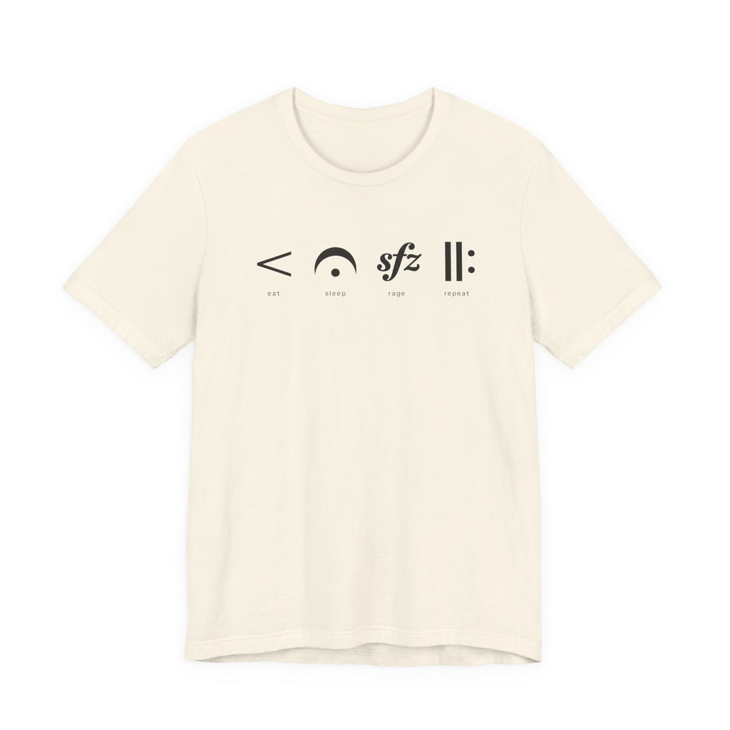 Eat, Sleep, Rage, Repeat Music Tee — Musical Symbols Graphic T-Shirt