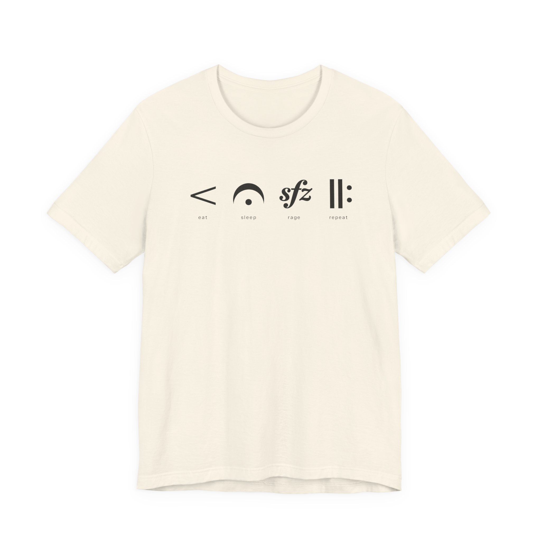 Eat, Sleep, Rage, Repeat Music Tee — Musical Symbols Graphic T-Shirt