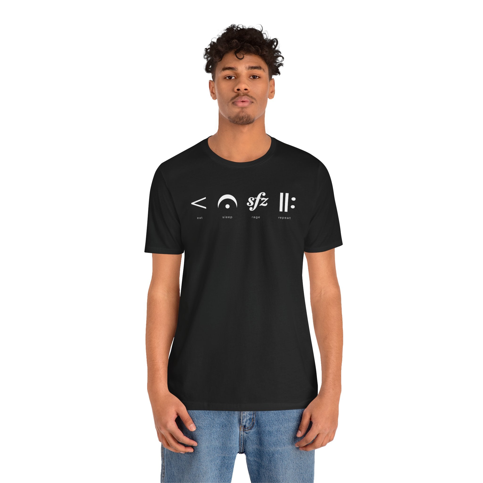 Eat, Sleep, Rage, Repeat Music Tee — Musical Symbols Graphic T-Shirt