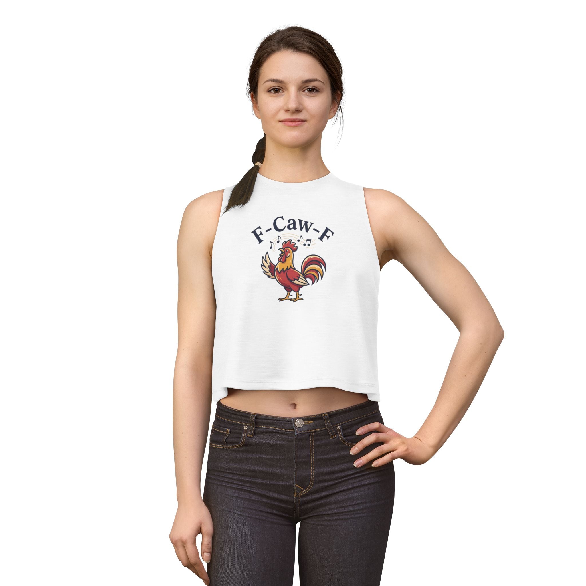 Rooster "F-Caw-F" Funny Farm Animal Women's Crop Top