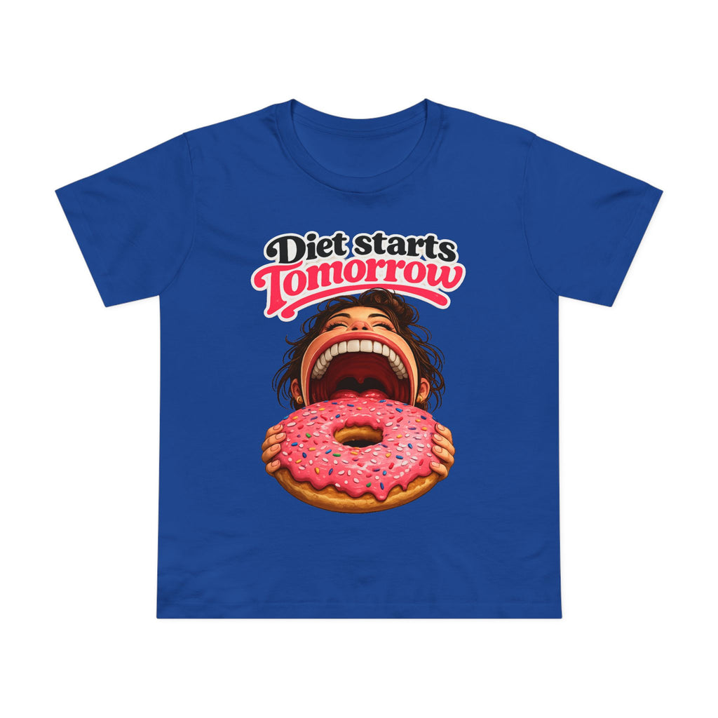Diet Starts Tomorrow Women’s Tee — Funny Donut Graphic Shirt