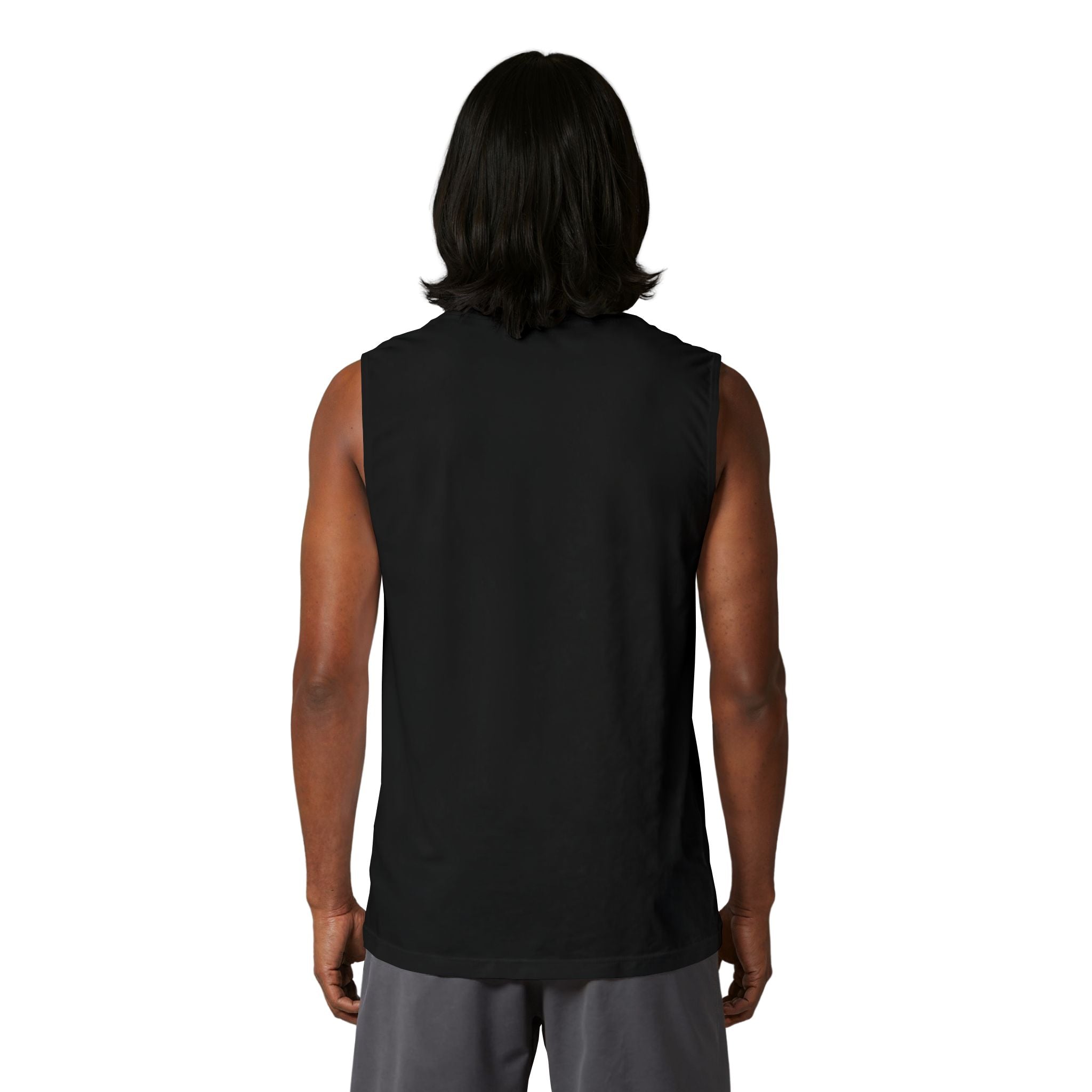 Fast Food Cartoon Split-Panel Muscle Tank — 'Stop the' Graphic