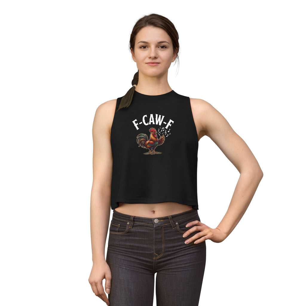 Rooster "F-Caw-F" Funny Farm Animal Women's Crop Top