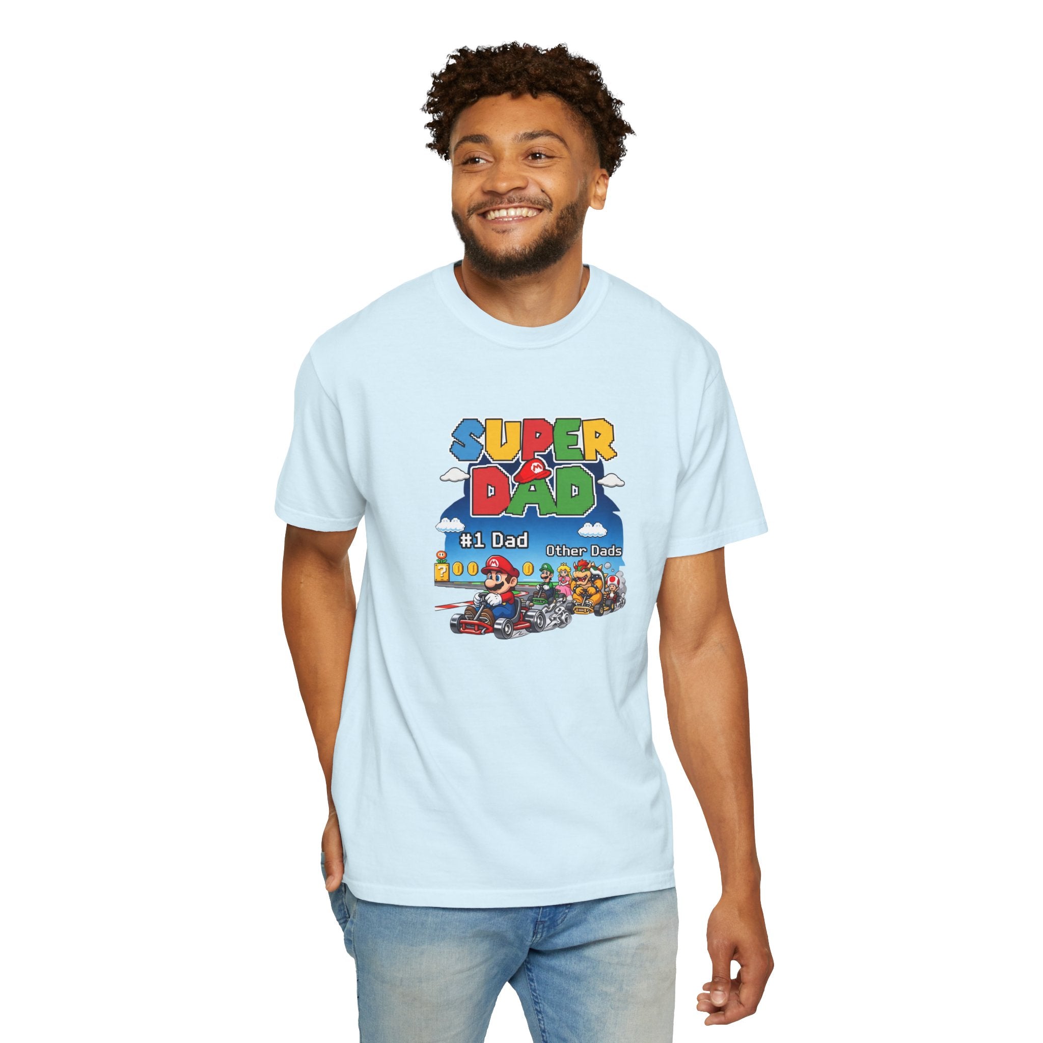 T-Shirt — "Super Dad" Retro Racing Gamer Tee (No.1 Dad)
