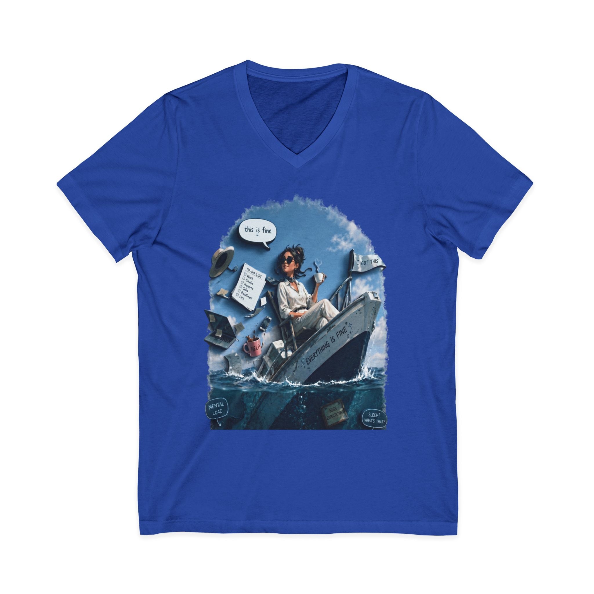 Copy of Captain Relaxing on Boat V-Neck Tee – Vintage Nautical Fishing Shirt