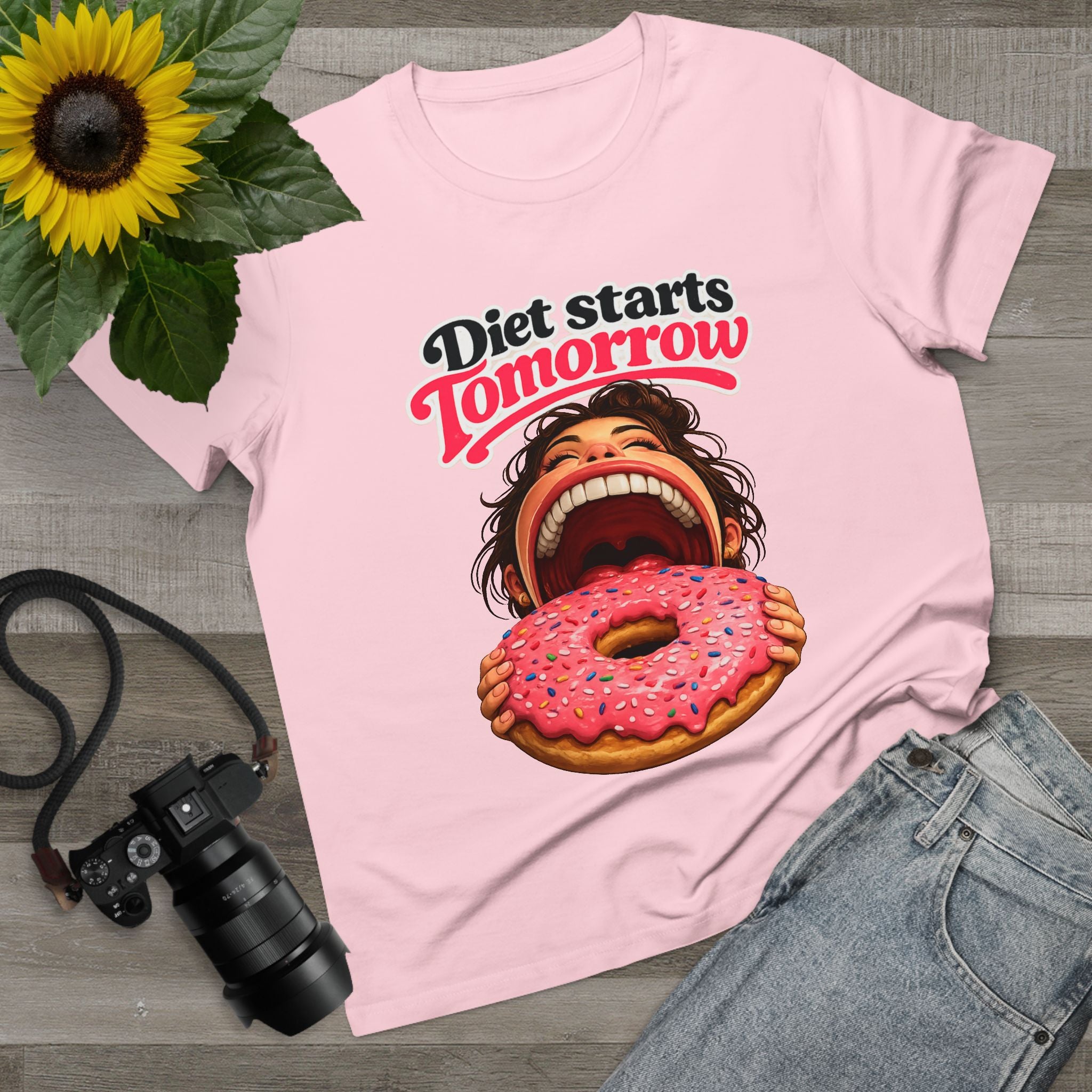 Diet Starts Tomorrow Women’s Tee — Funny Donut Graphic Shirt