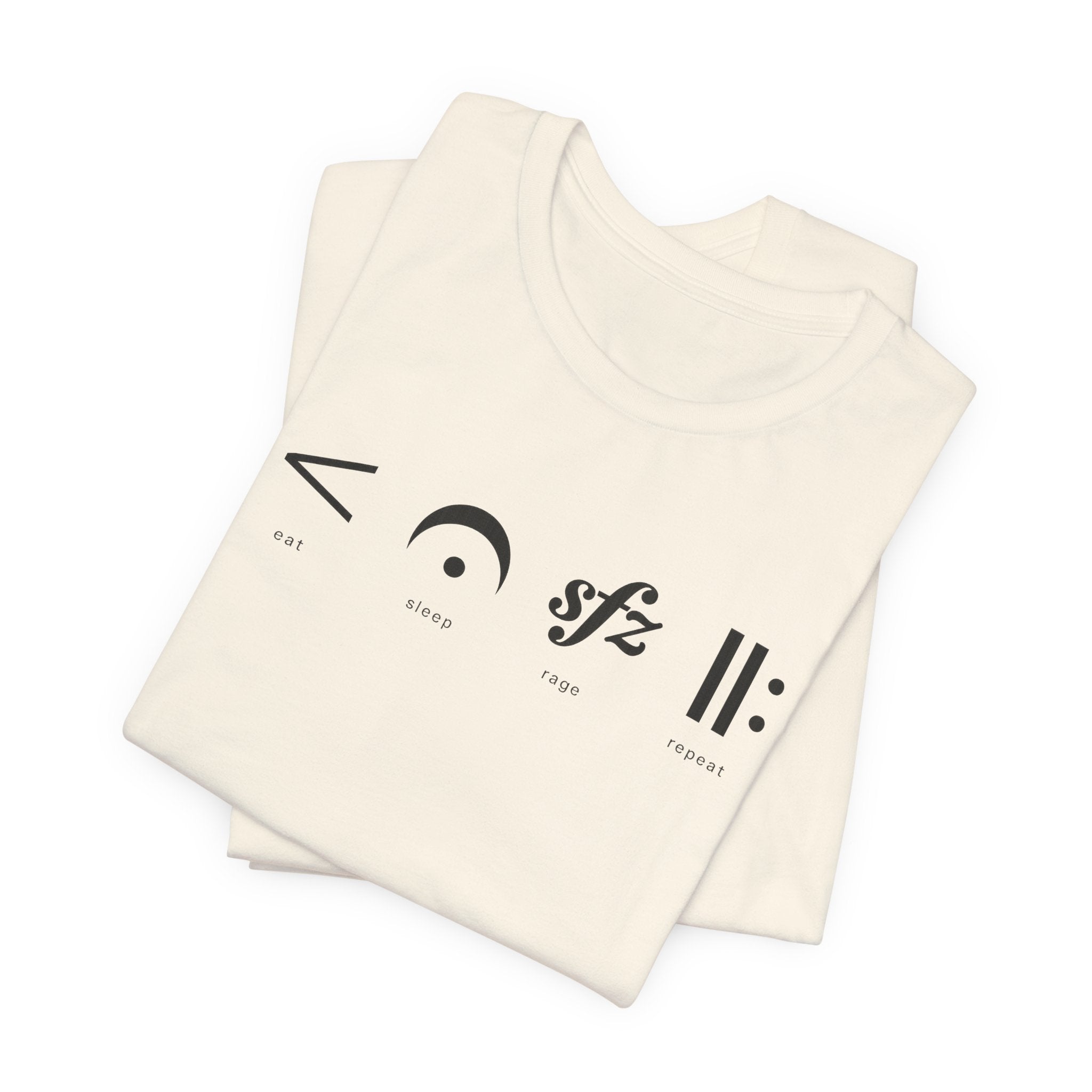 Eat, Sleep, Rage, Repeat Music Tee — Musical Symbols Graphic T-Shirt