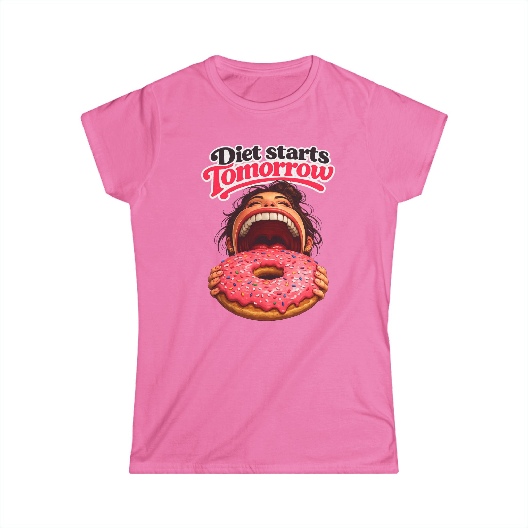 Diet Starts Tomorrow (W) T‑Shirt — Funny Donut Graphic Tee for Women
