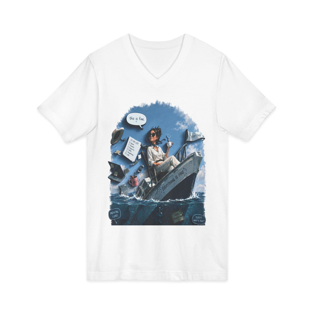 Copy of Captain Relaxing on Boat V-Neck Tee – Vintage Nautical Fishing Shirt