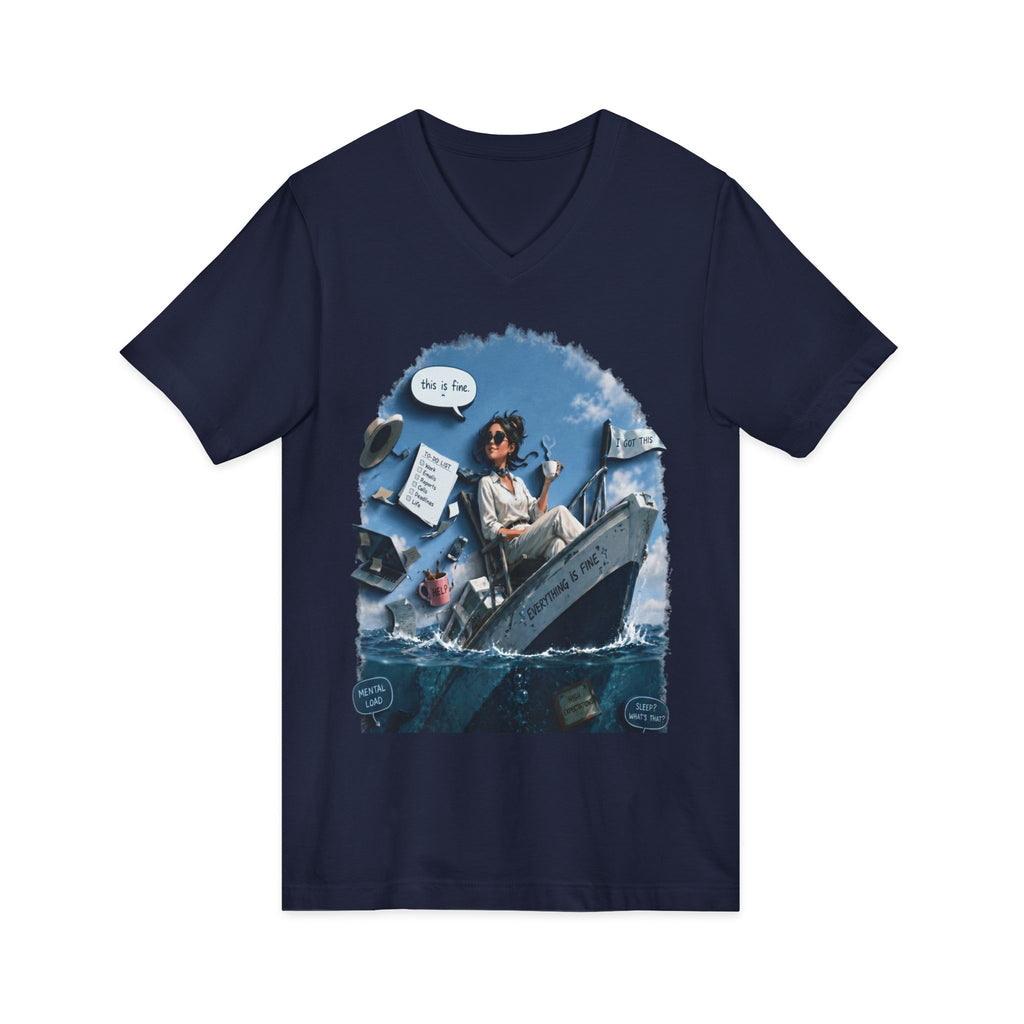 Copy of Captain Relaxing on Boat V-Neck Tee – Vintage Nautical Fishing Shirt