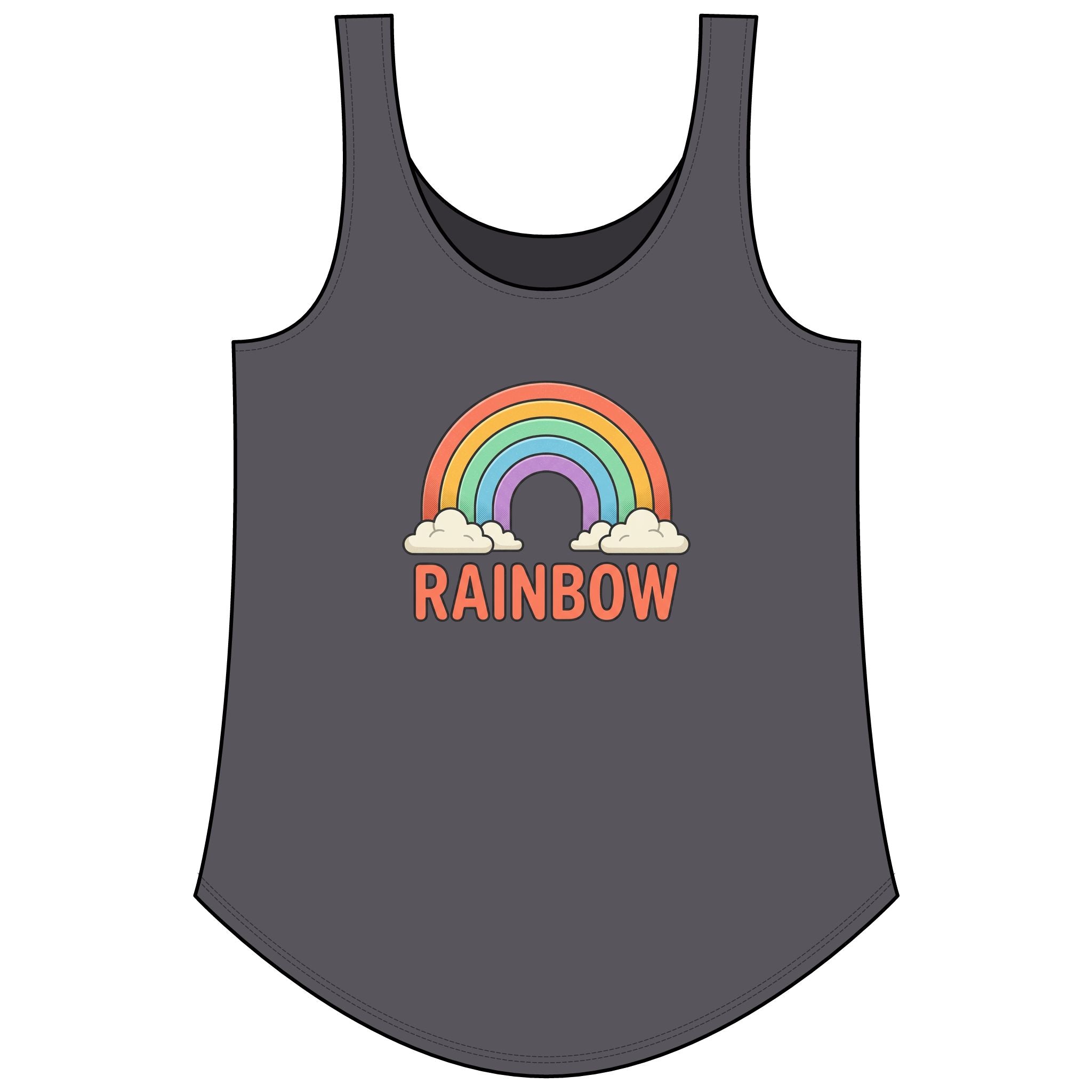 Rainbow Festival Tank Top — Cute Retro Rainbow Graphic for Women ("RAINBOW")