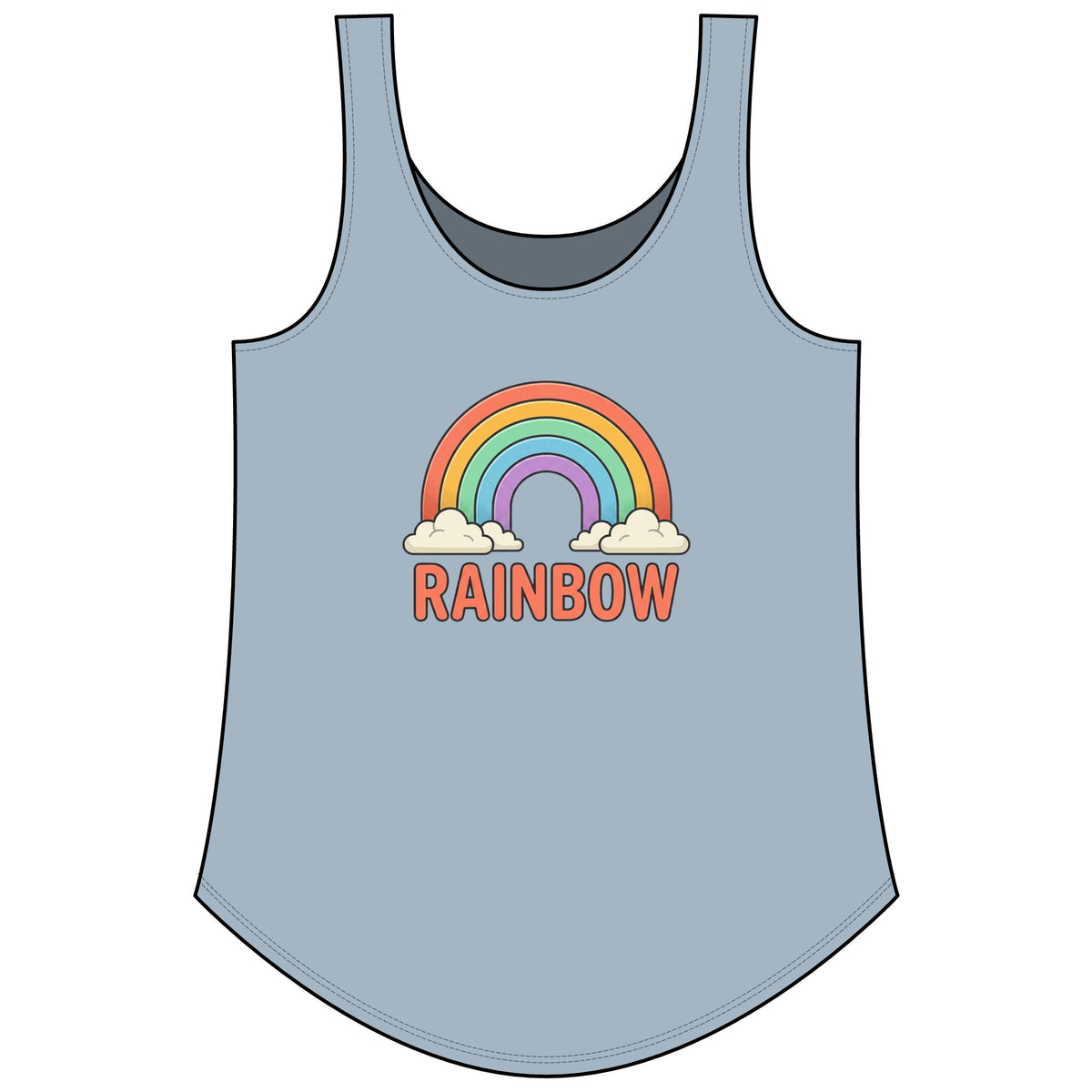 Rainbow Festival Tank Top — Cute Retro Rainbow Graphic for Women ("RAINBOW")