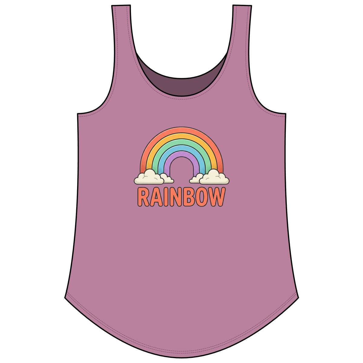 Rainbow Festival Tank Top — Cute Retro Rainbow Graphic for Women ("RAINBOW")