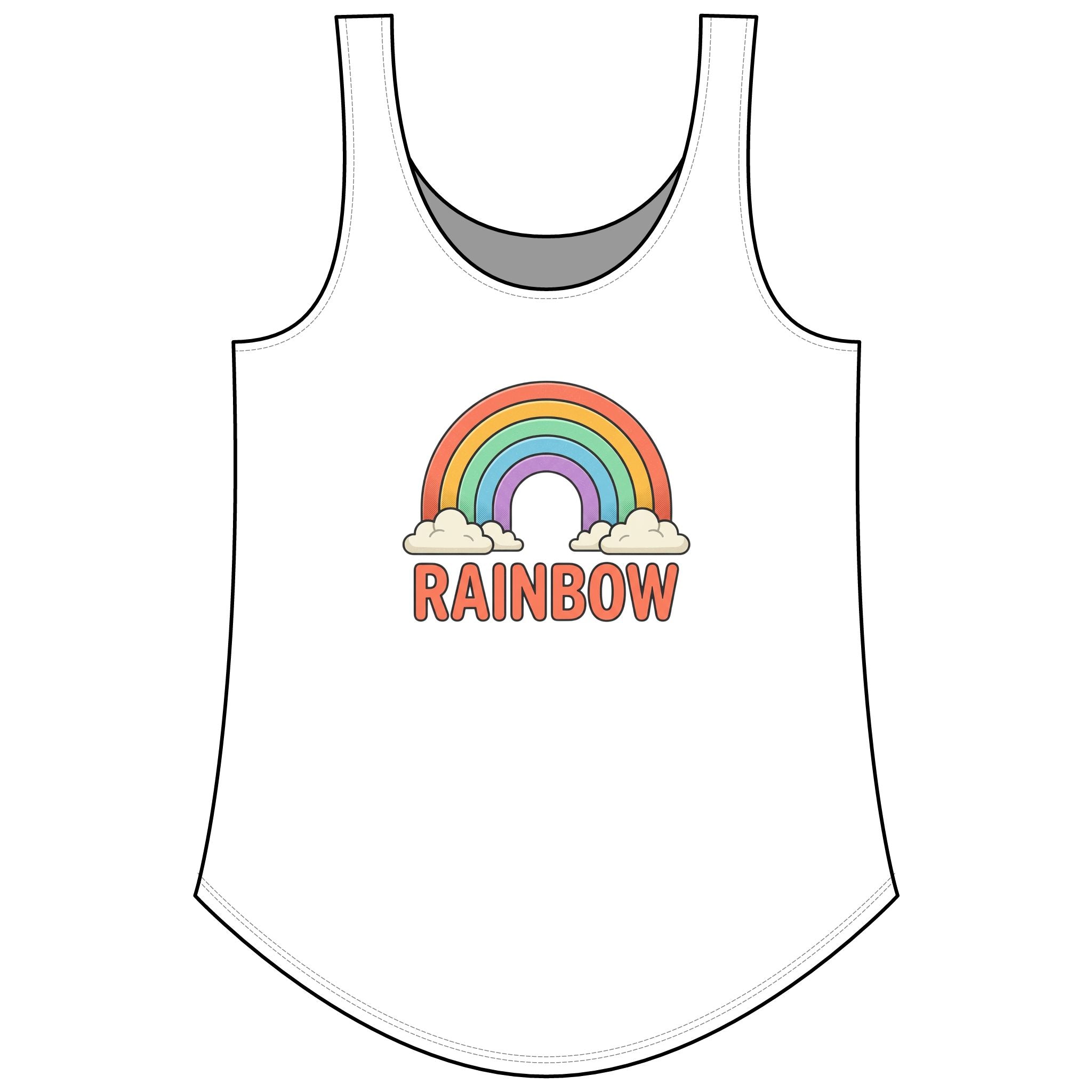 Rainbow Festival Tank Top — Cute Retro Rainbow Graphic for Women ("RAINBOW")