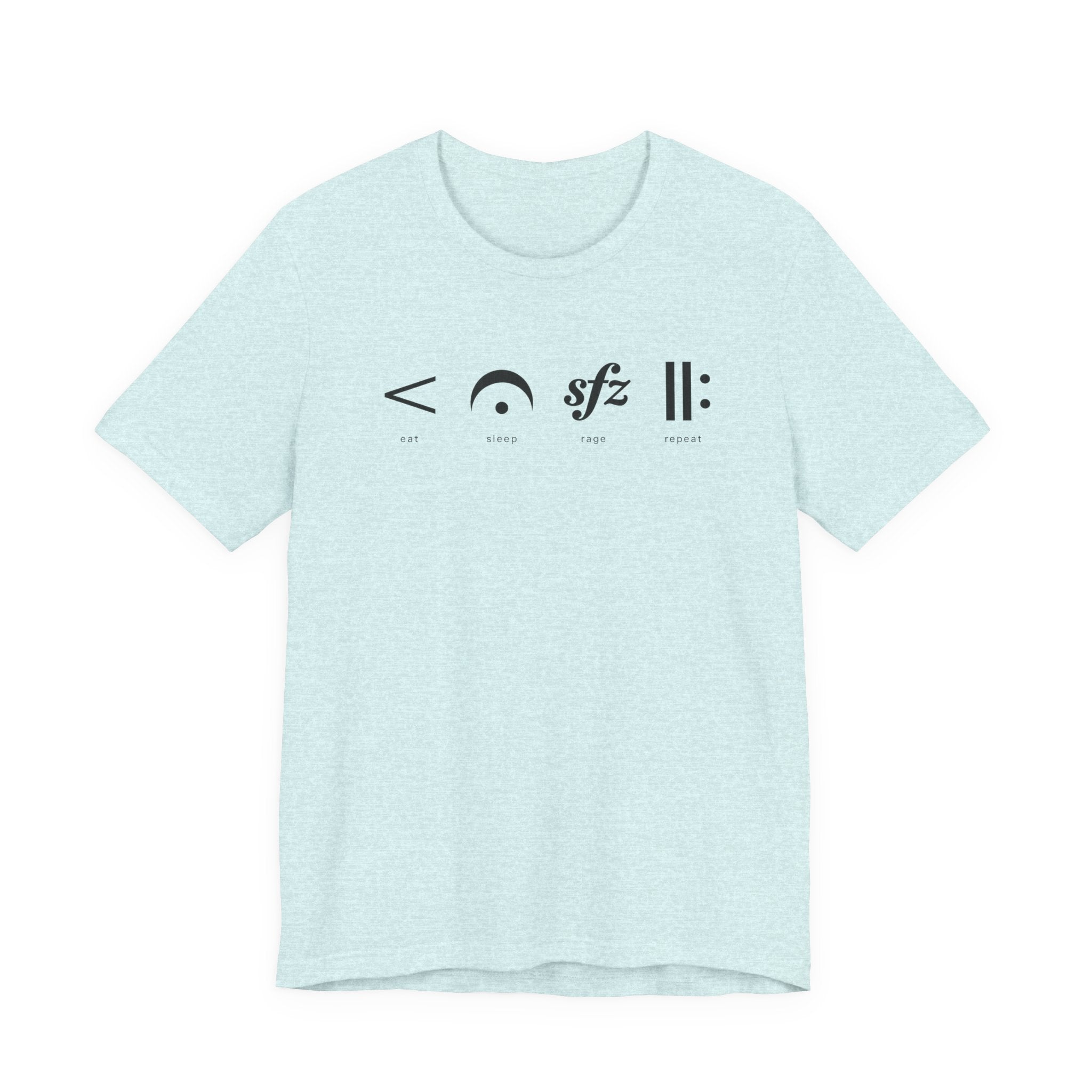 Eat, Sleep, Rage, Repeat Music Tee — Musical Symbols Graphic T-Shirt