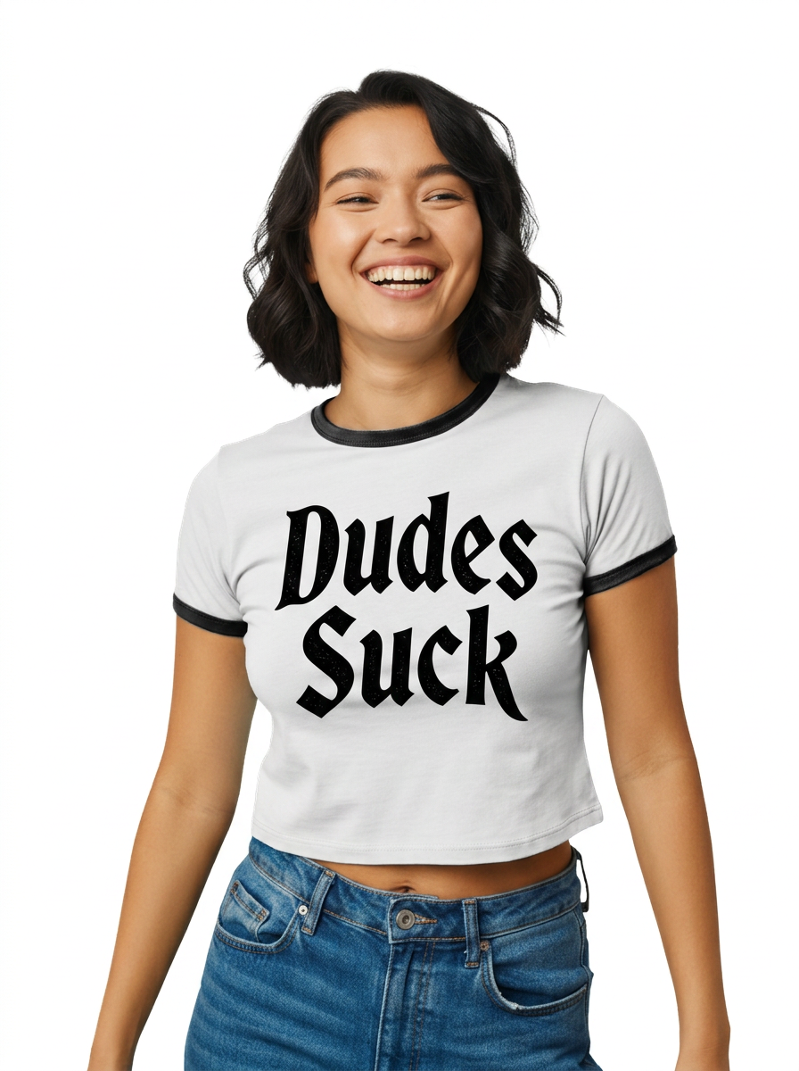 'Dudes Suck' Gothic Graphic Ringer Tee