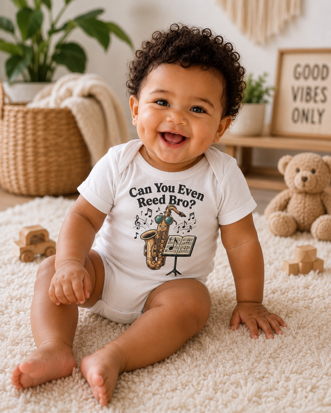 Baby Bodysuit - "Can You Even Reed Bro?" Saxophone Musician Infant Onesie