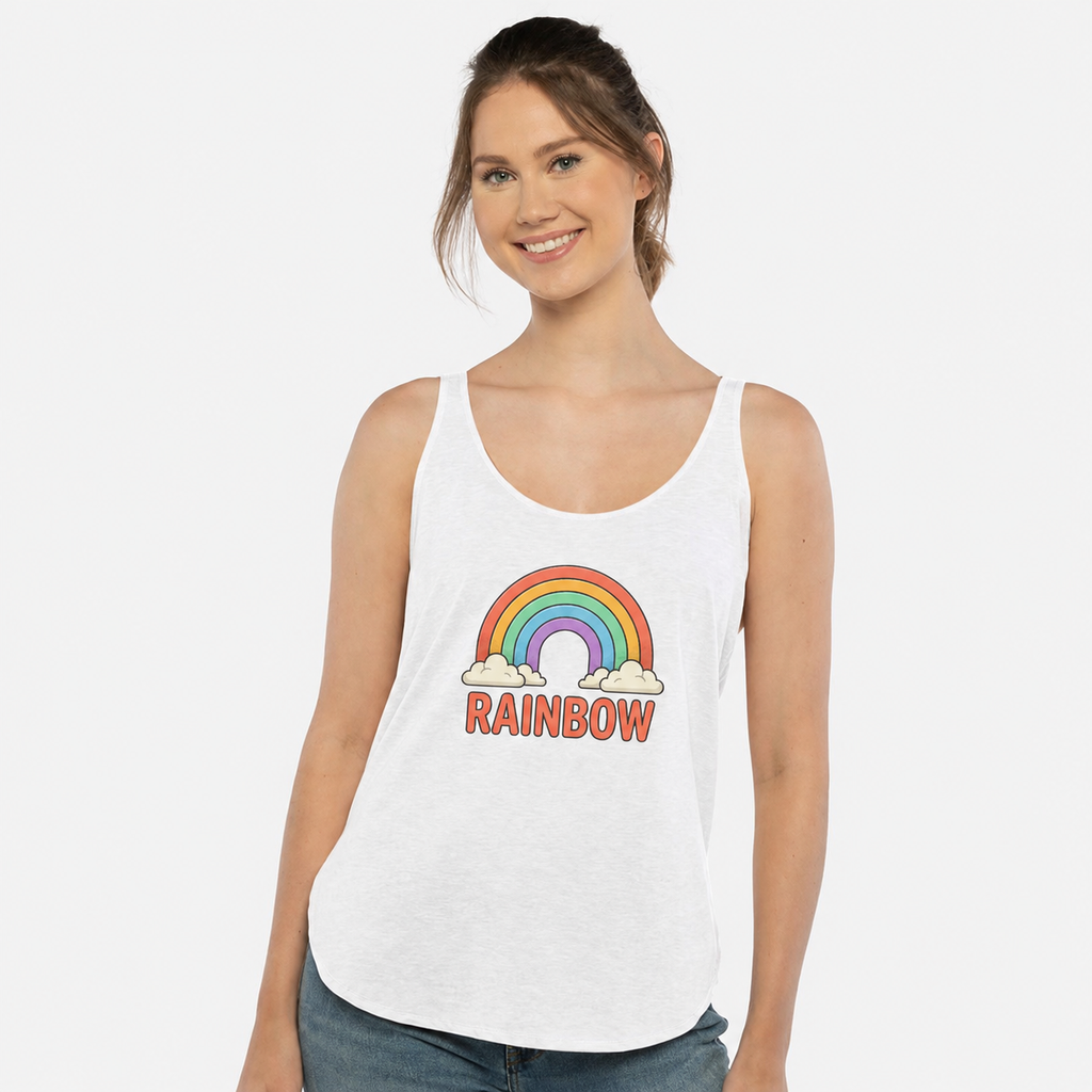 Rainbow Festival Tank Top — Cute Retro Rainbow Graphic for Women ("RAINBOW")