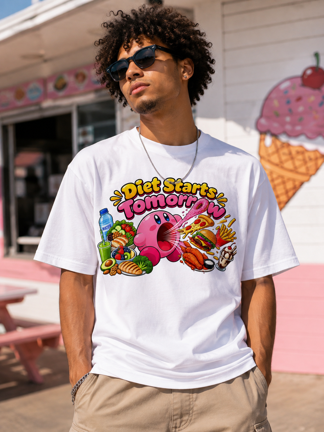 “Vacum” Diet Starts Tomorrow T-Shirt — Funny Food Graphic Tee