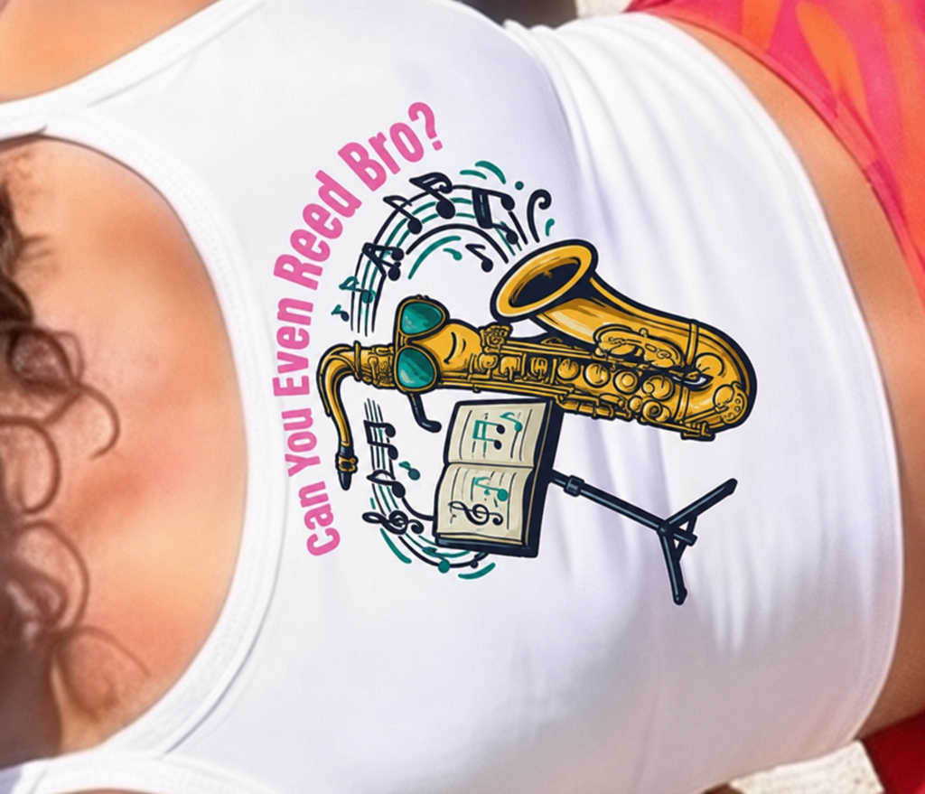 Saxophone Jazz Crop Tank — "Can You Even Reed Bro?" (W) - Music Lover Gift