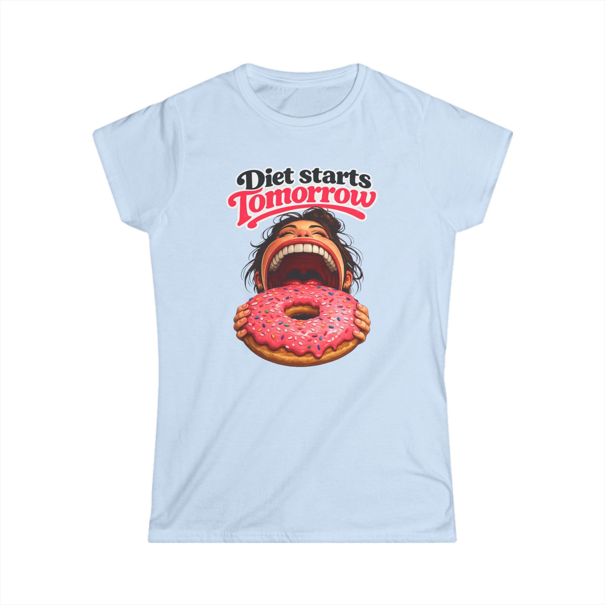 Diet Starts Tomorrow (W) T‑Shirt — Funny Donut Graphic Tee for Women